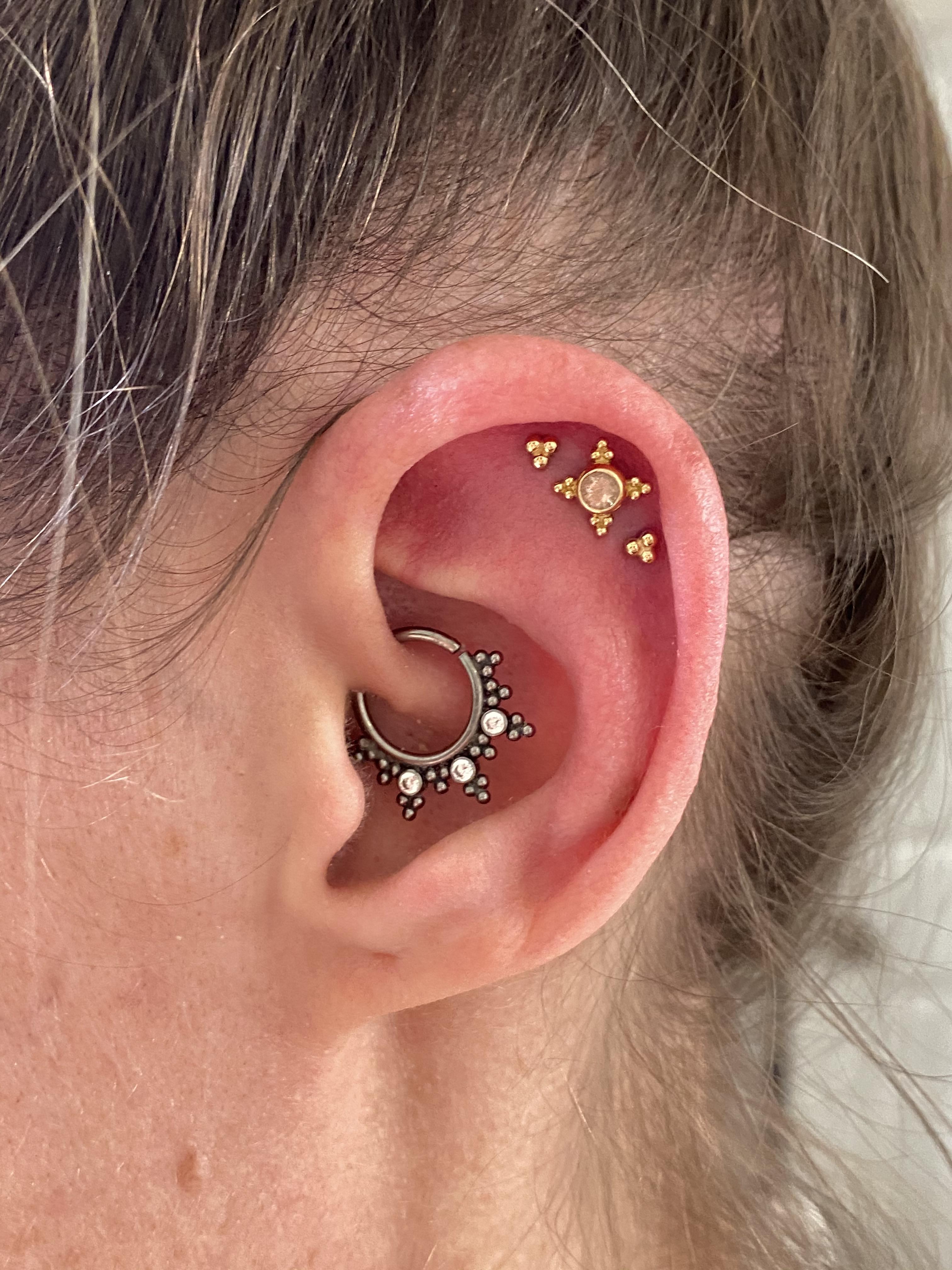 Triple helix nicely compliments the daith, BVLA jewelry r/piercing