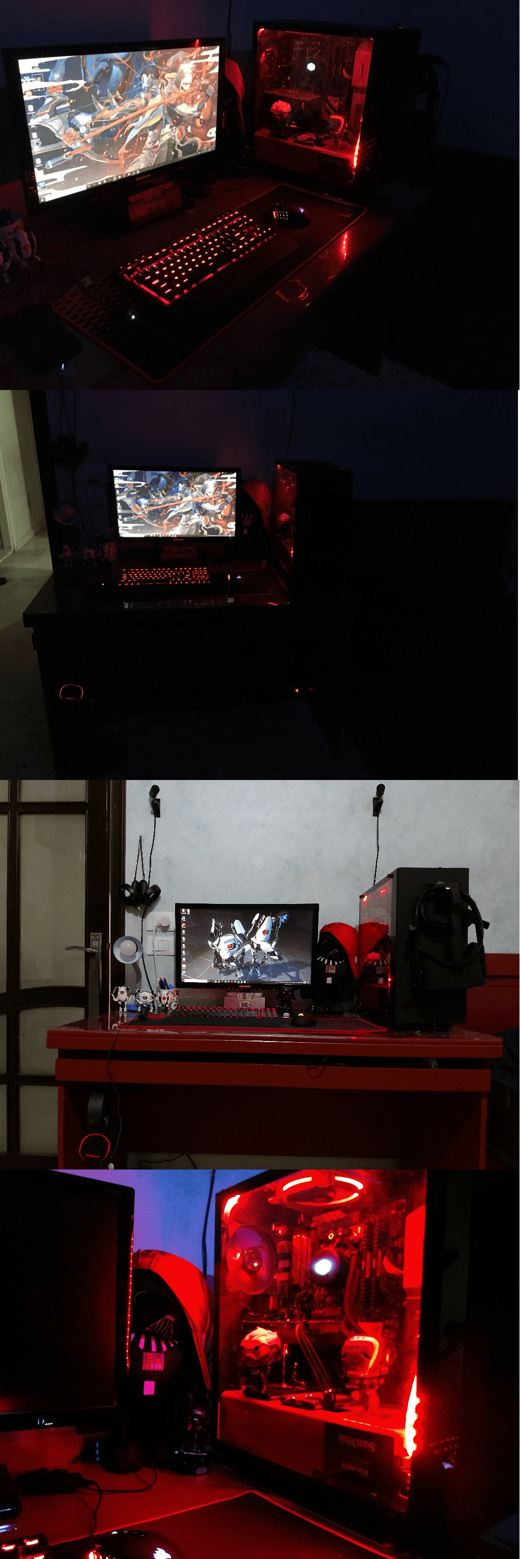 My Black and Red Setup! Built the PC a year ago when I was 14, and now