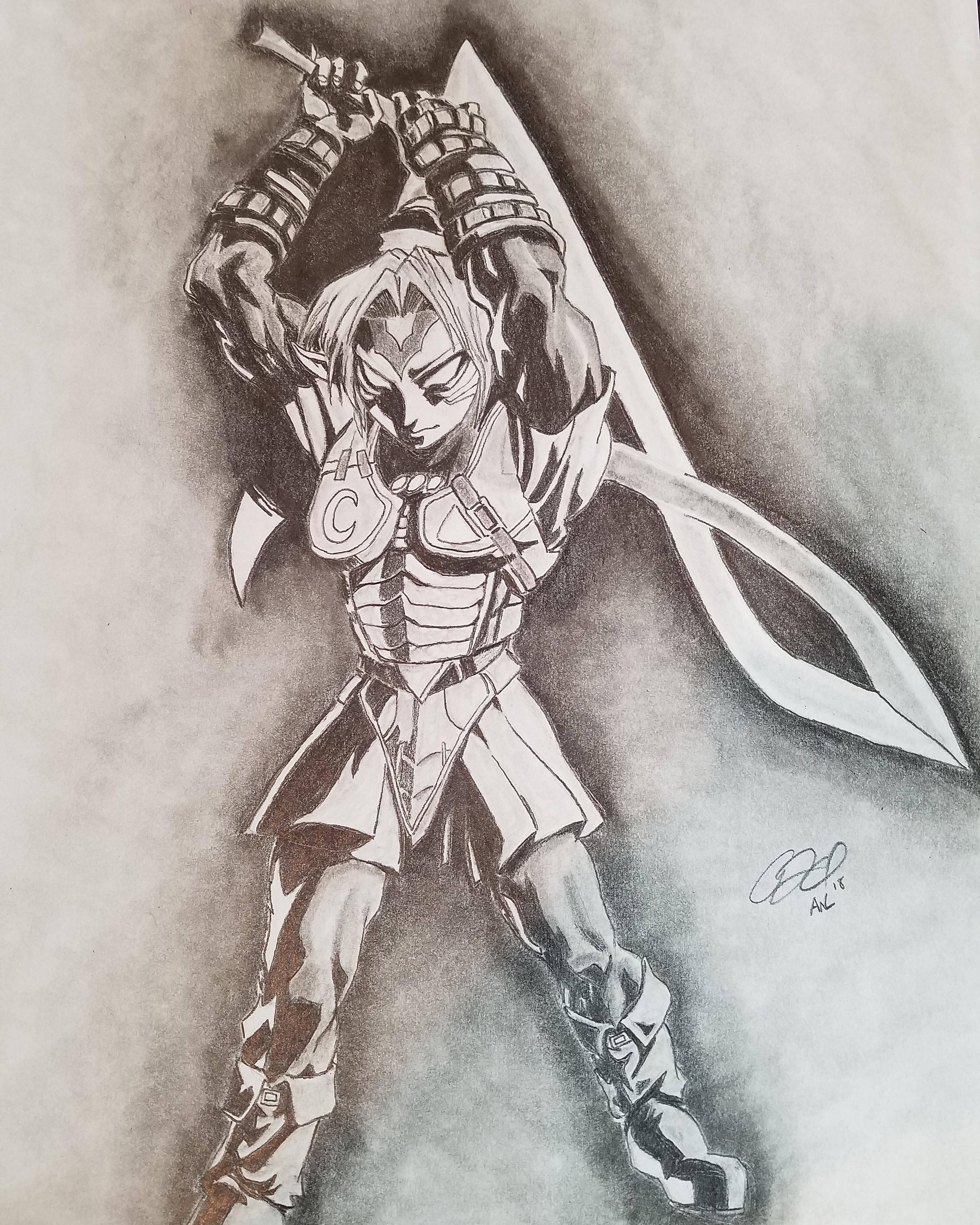 Fierce Deity Link 11x14 Pencil Drawing r/zelda