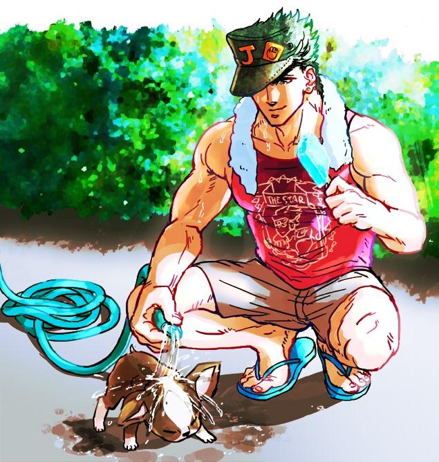 [Fanart] Jotaro bathing his dog r/StardustCrusaders