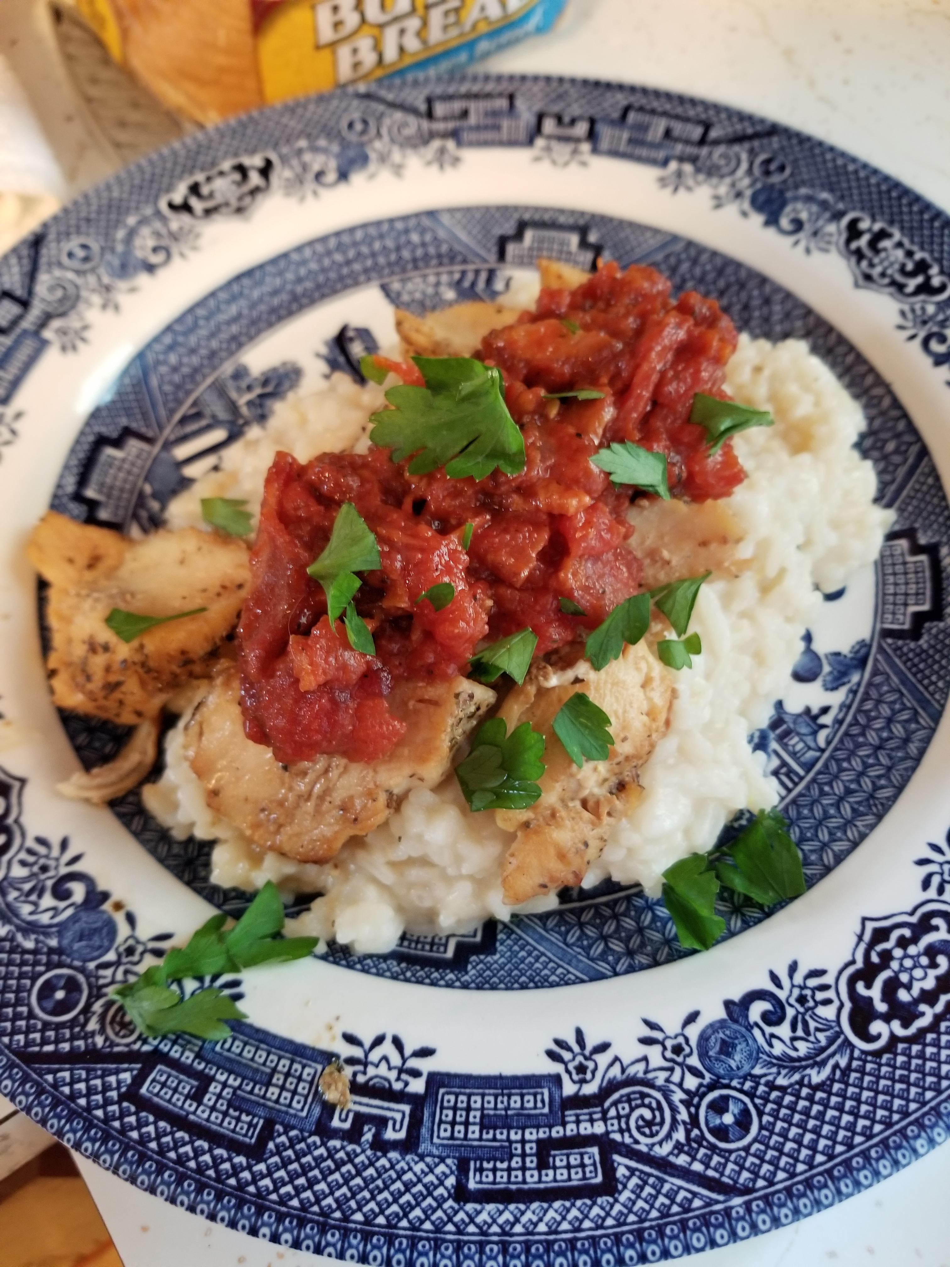 lemon herb risotto with chicken and tomato bacon jam 4/10 r/mealkits