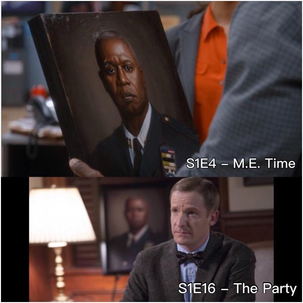 In Brooklyn NineNine, Holt takes Terry’s portrait of him to give to