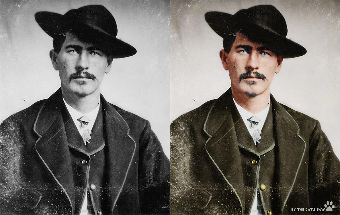 Wyatt Earp in Wichita, Kansas photographed 1874. r/Colorization