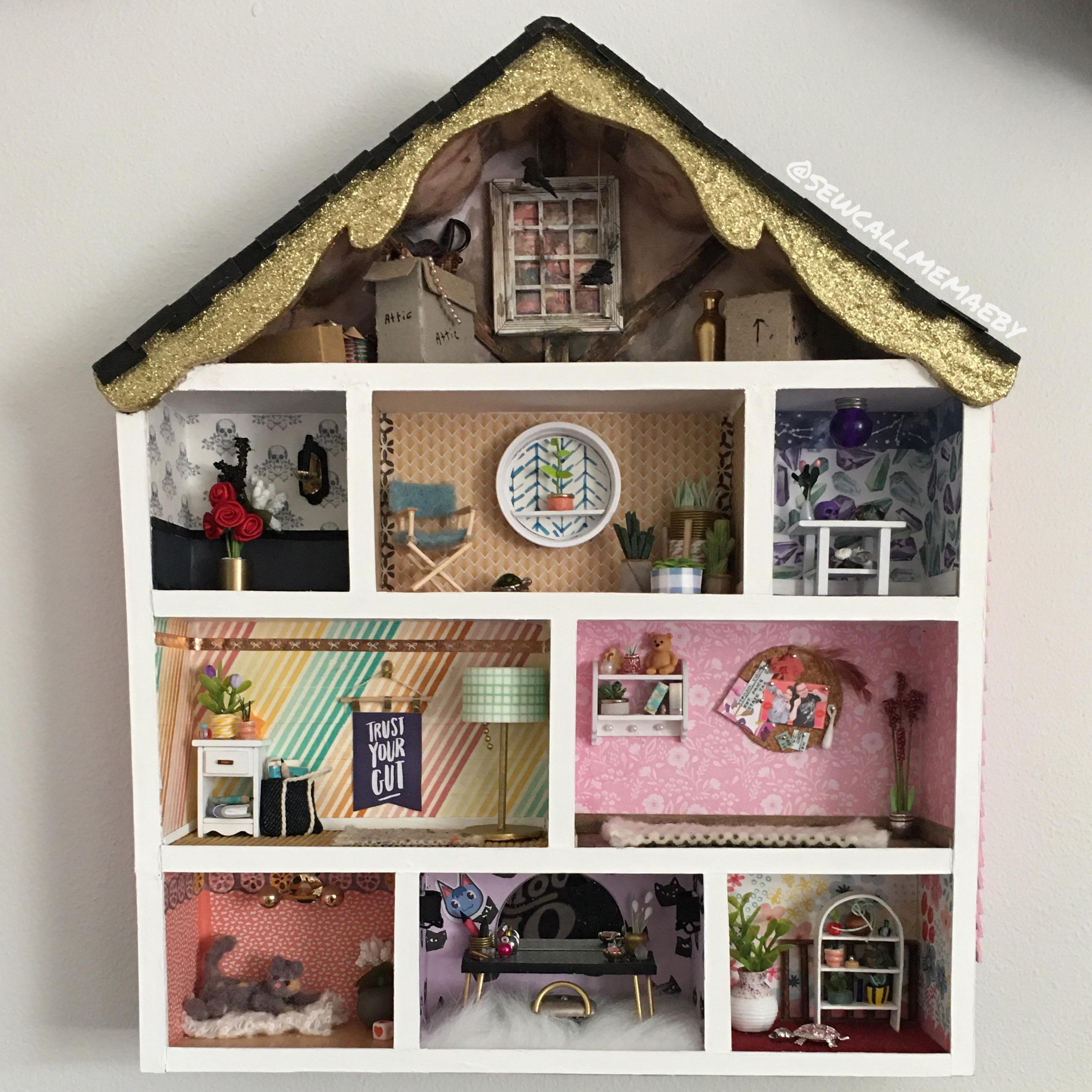 Upcycled 3 garage sale find into a dollhouse display/decor! I use it