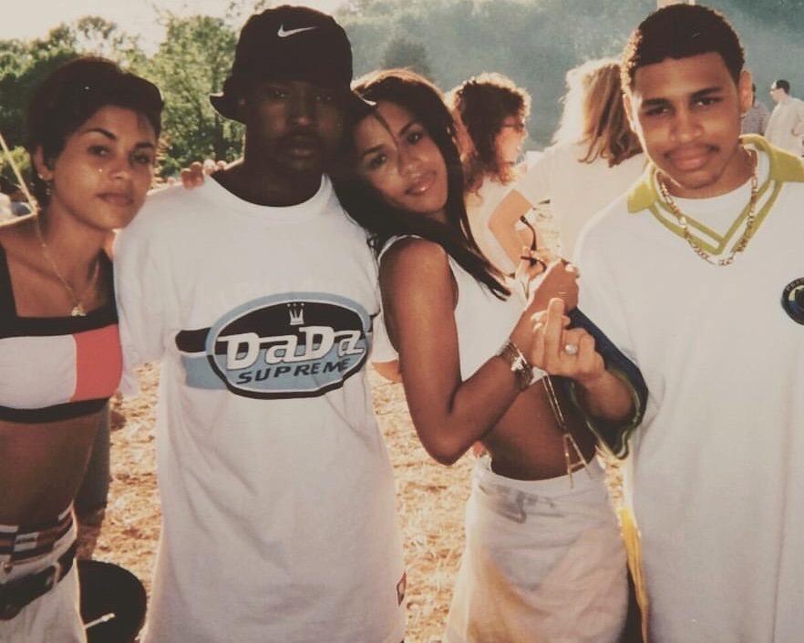 Aaliyah pictured with Kidada Jones, Digital Black and Smoke E. Digglera