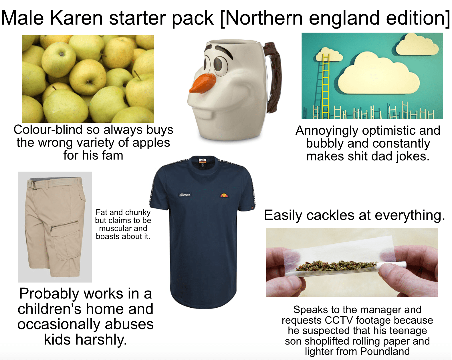 Male Karen starter pack [Northern england edition] r/starterpacks