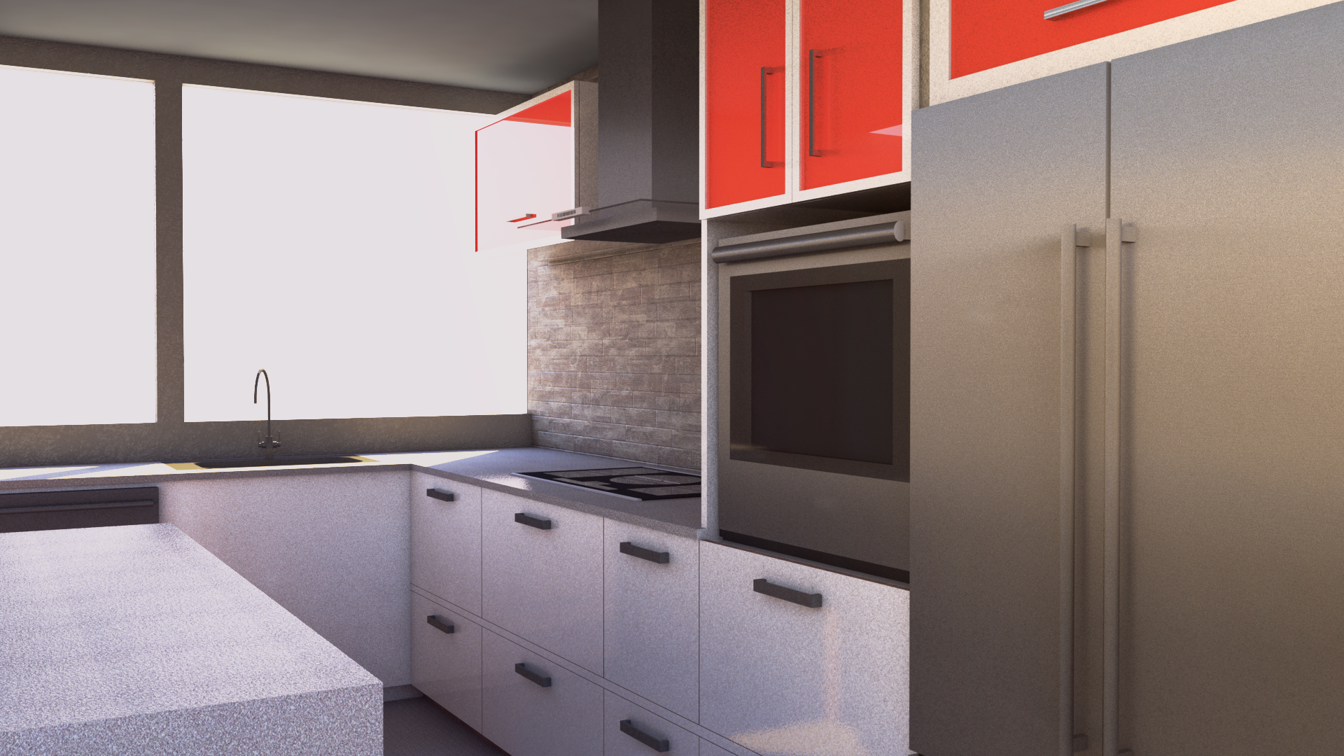 A kitchen rendered with Vray and r/Sketchup