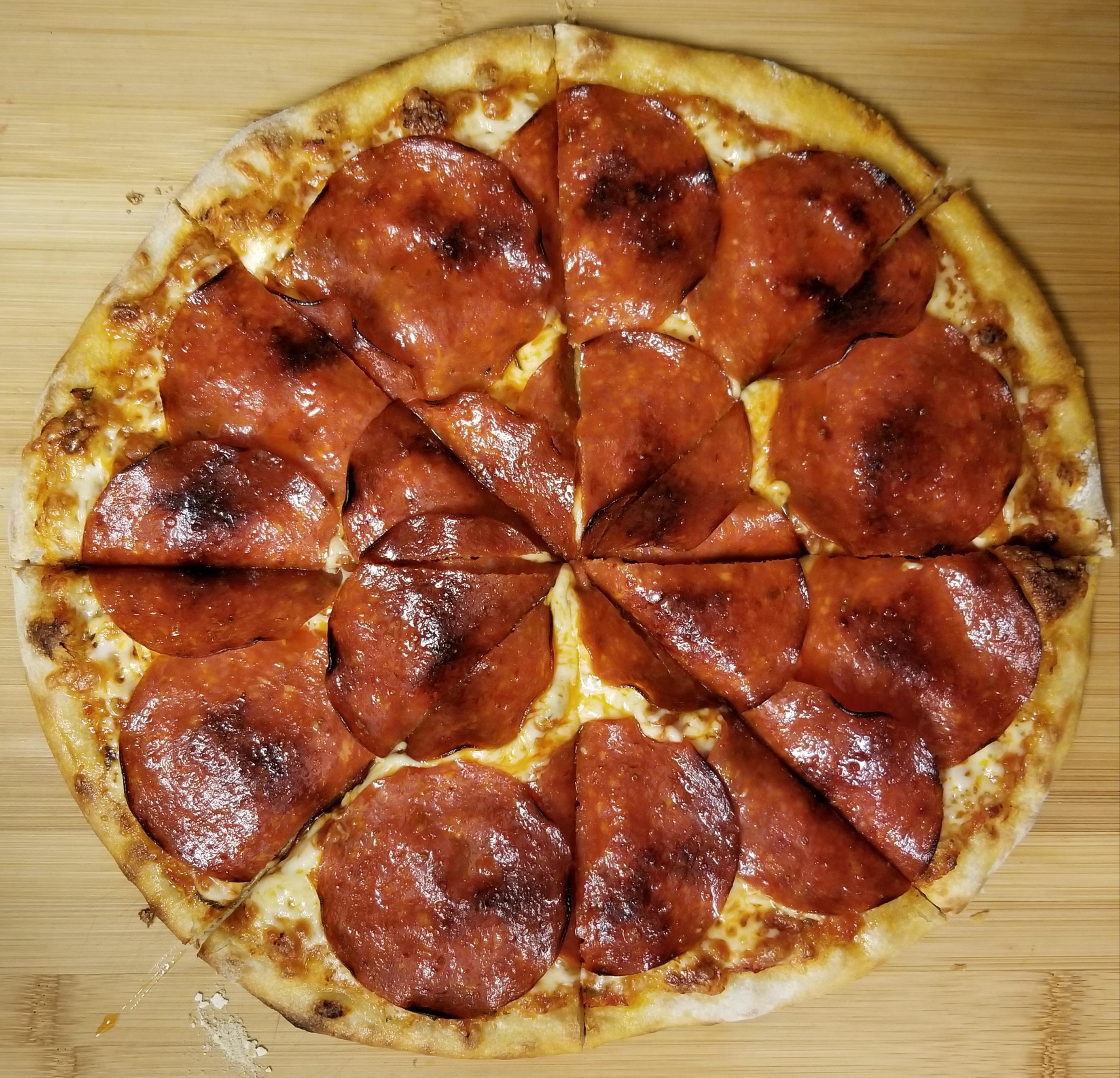 Our last delicious pepperoni pizza before cutting down on carbs for the