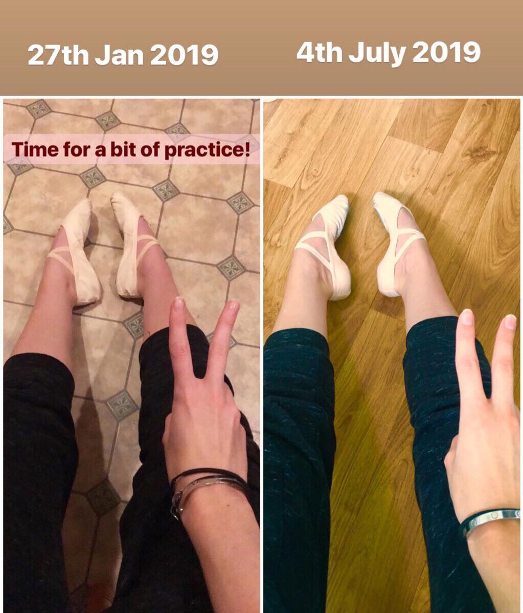 My arch progression since starting adult ballet in January 😀 r/BALLET
