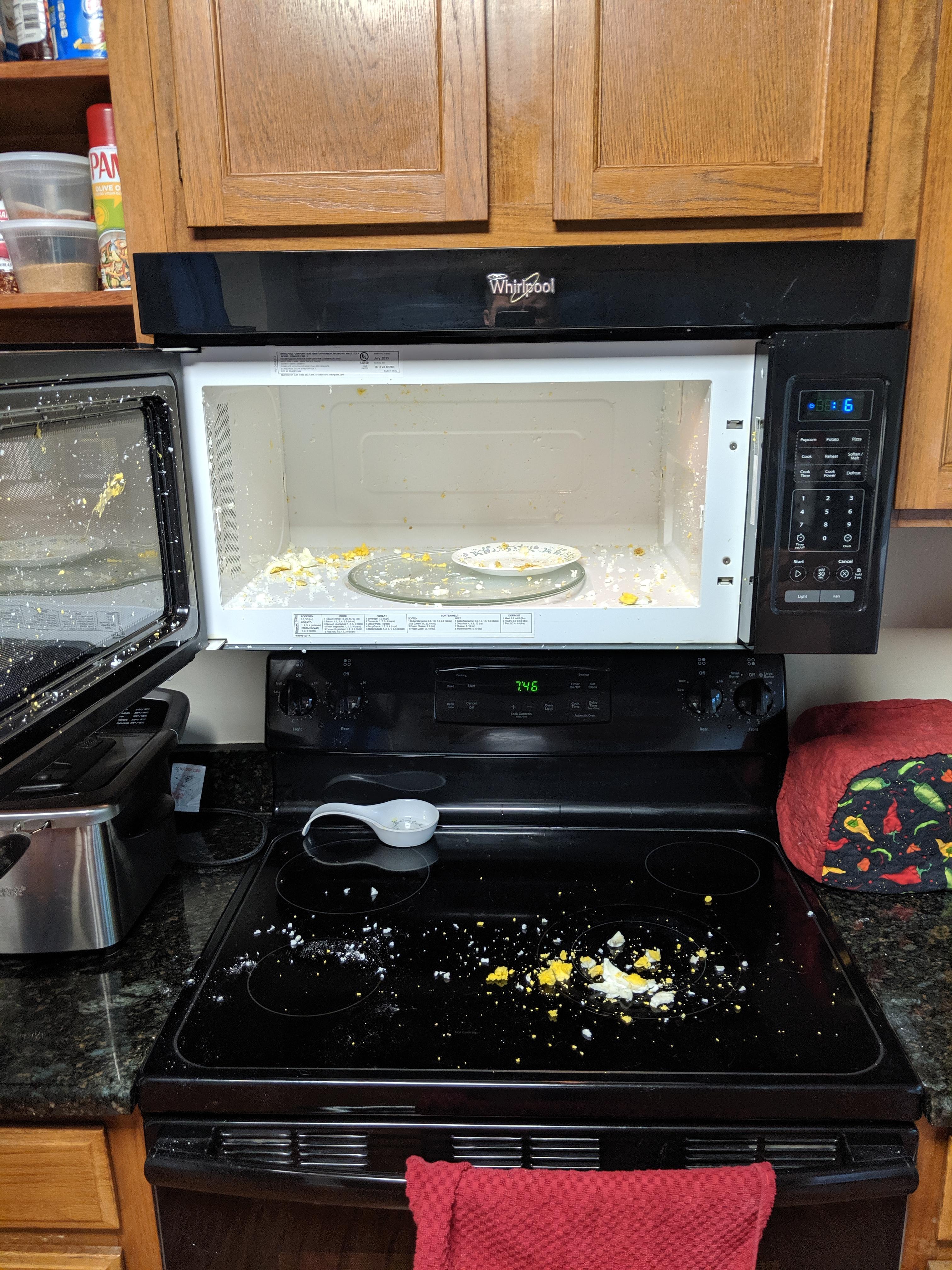 PSA Don't Microwave Cold Hard Boiled Eggs r/Wellthatsucks