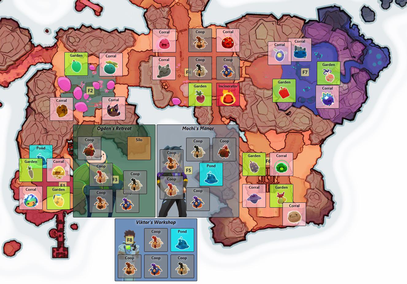 My Ranch Layout (where the Saber Slime is actually Singularity Slimes