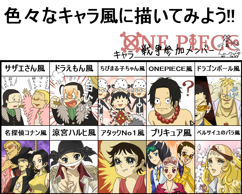 One Piece characters in different artstyle r/OnePiece