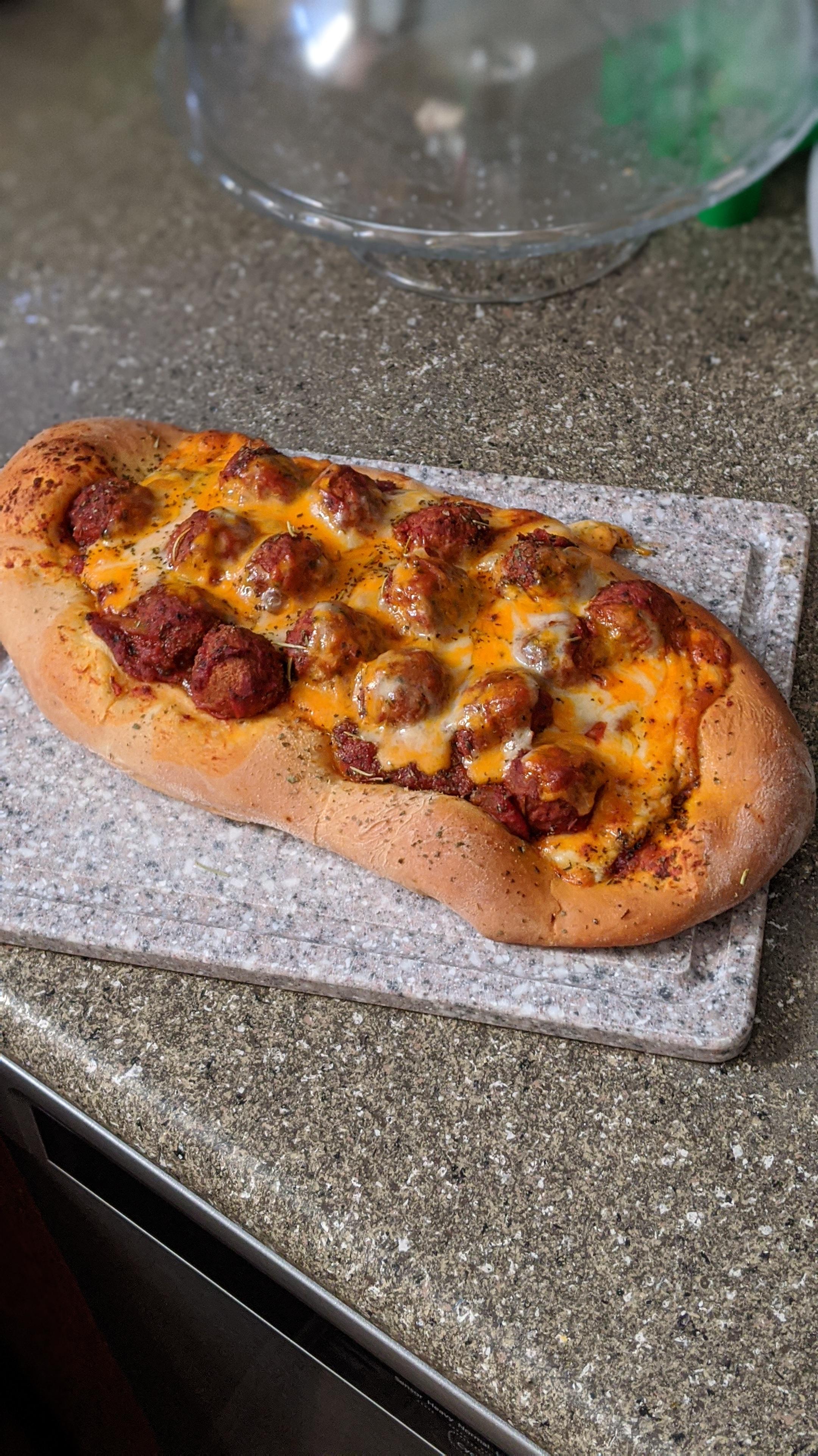 [Homemade]Open face meatball sandwich r/food