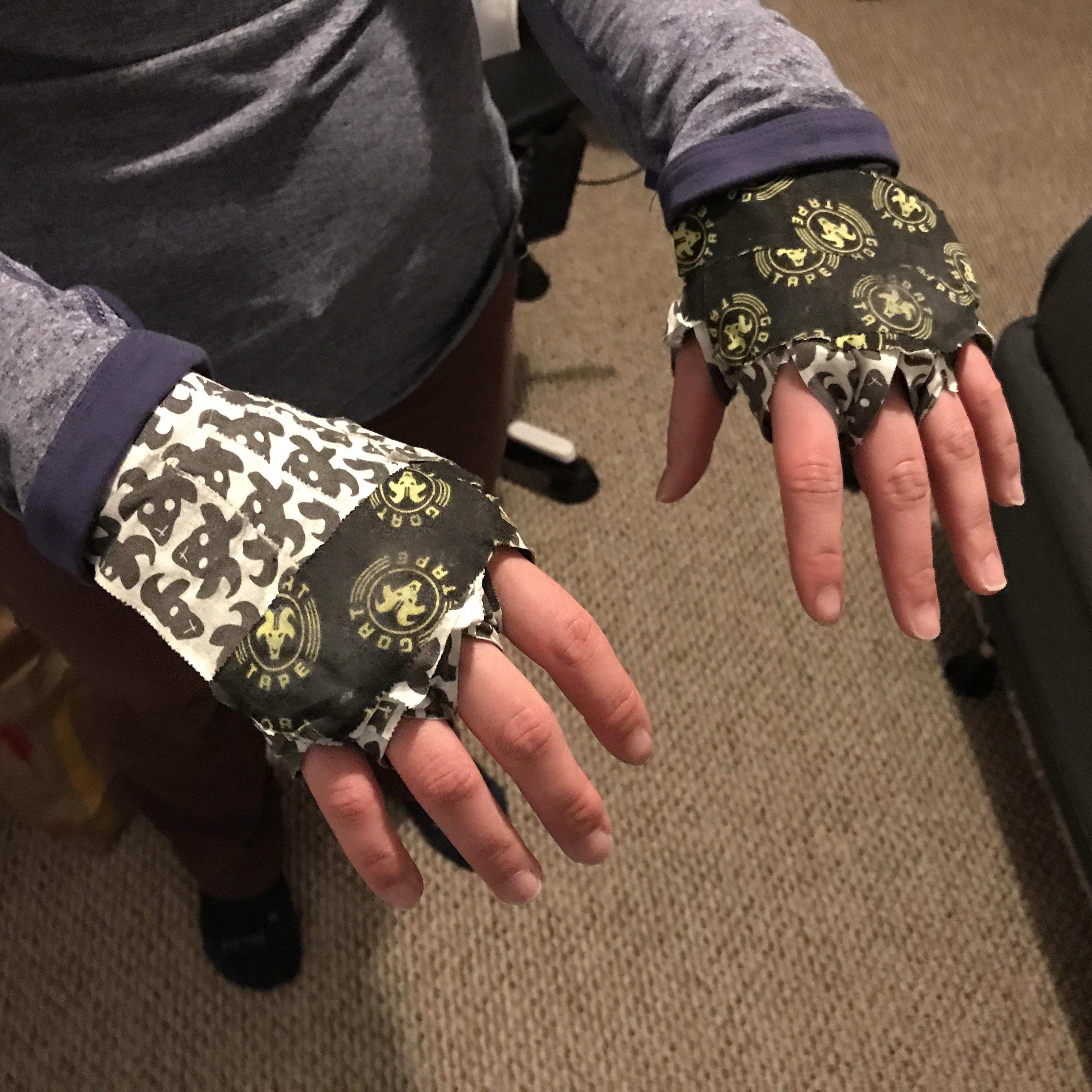Made some reusable crack gloves out of tape and surprisingly stayed