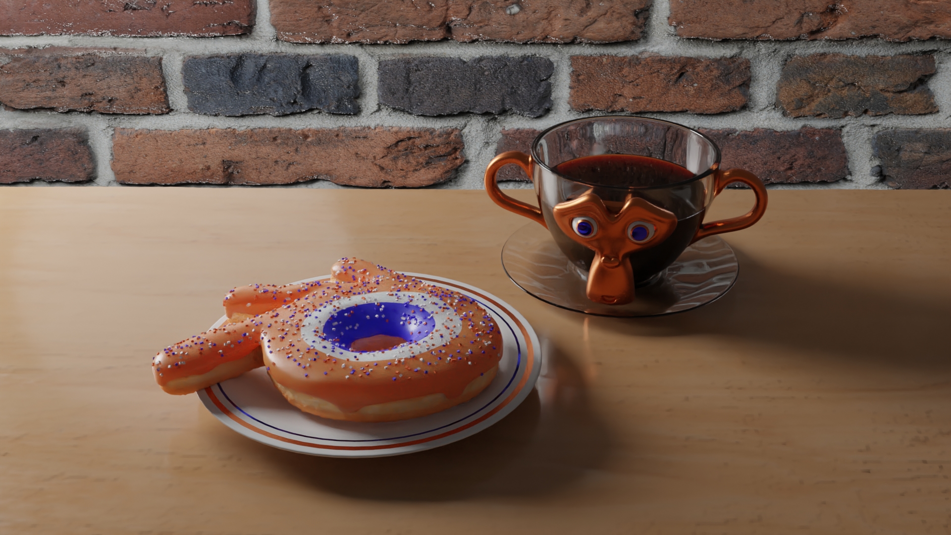 Genuine blender doughnut with default cube sprinkles and a limited