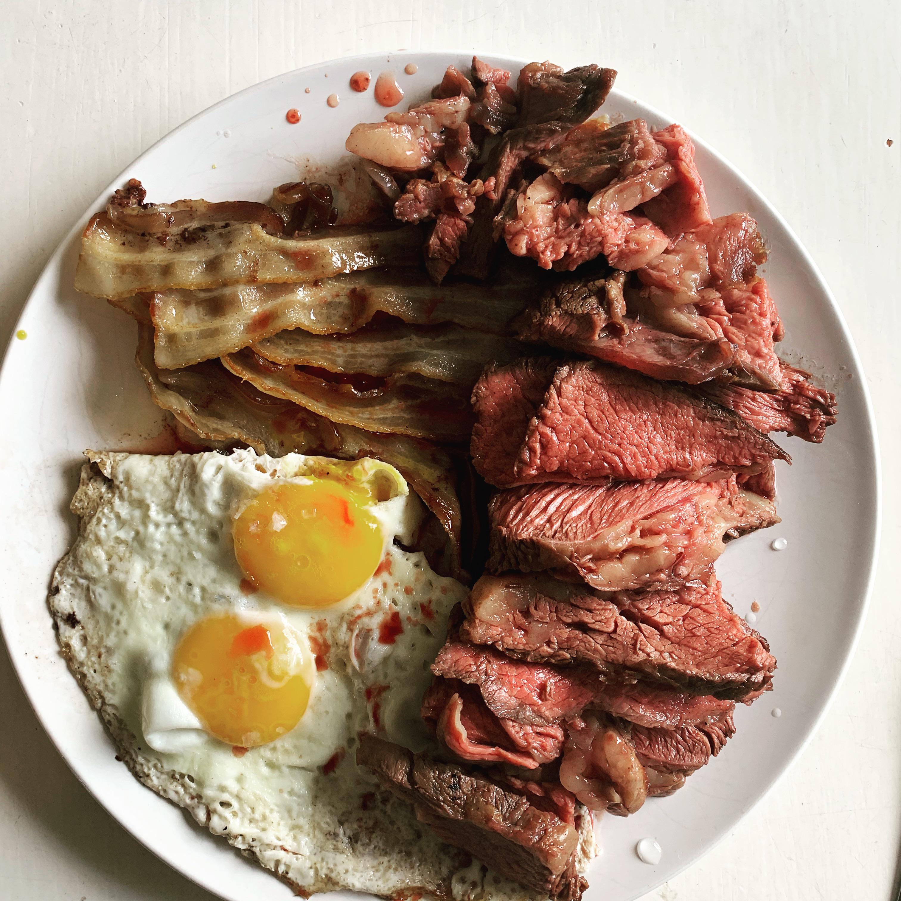 Oven roasted chuck, bacon and eggs. Could eat this every day for the