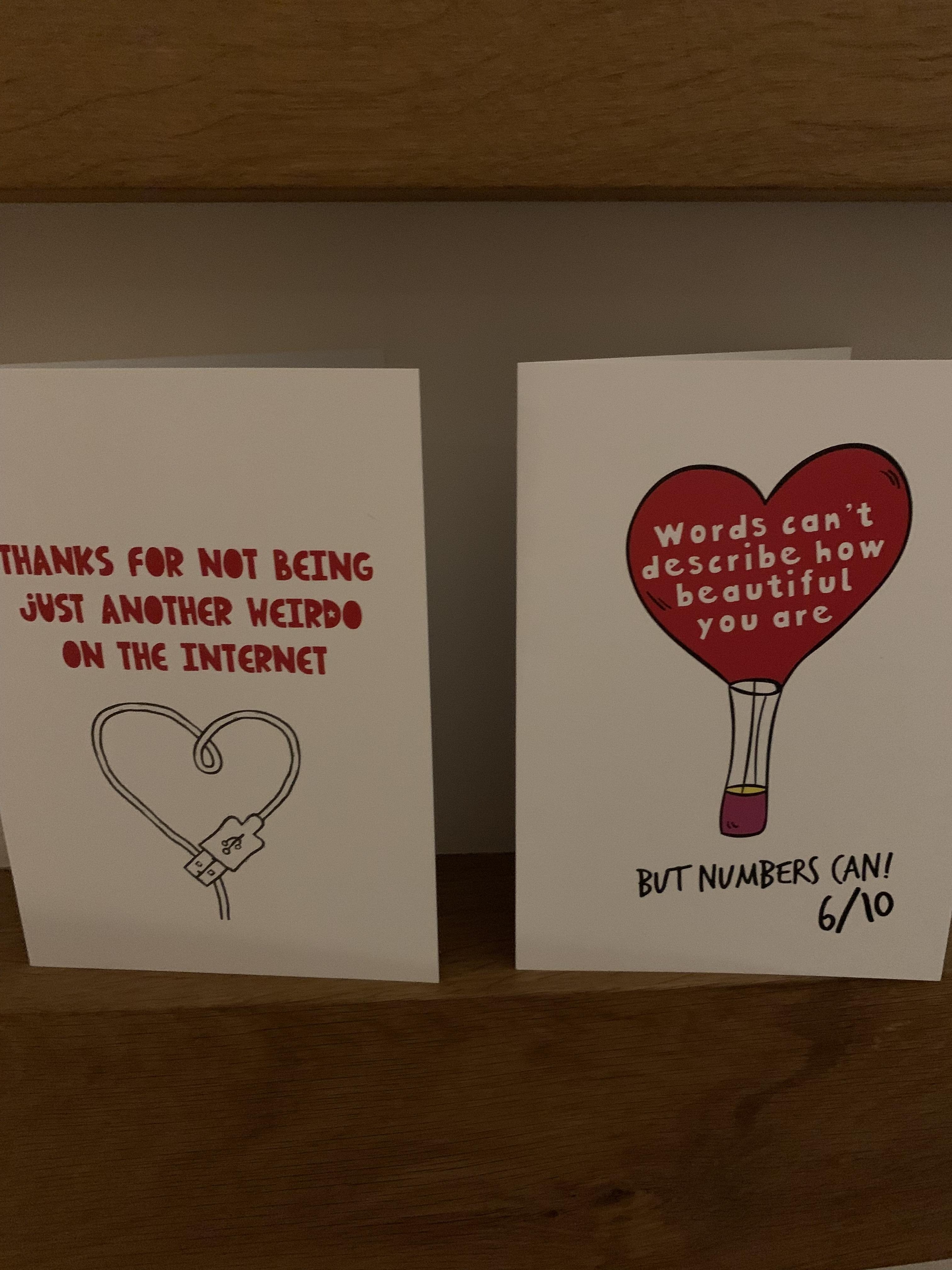 Our anniversary cards to each other. I received the one on