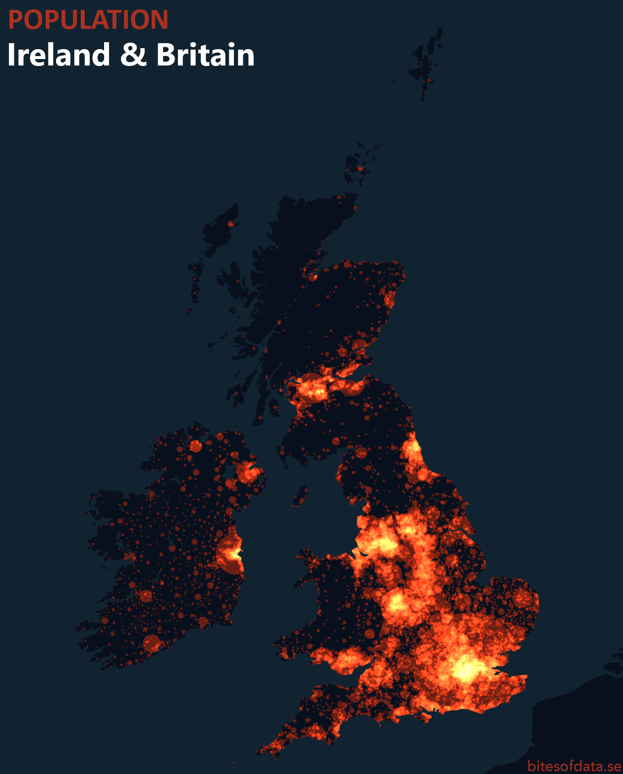 Ireland and Britain Population density map r/ireland