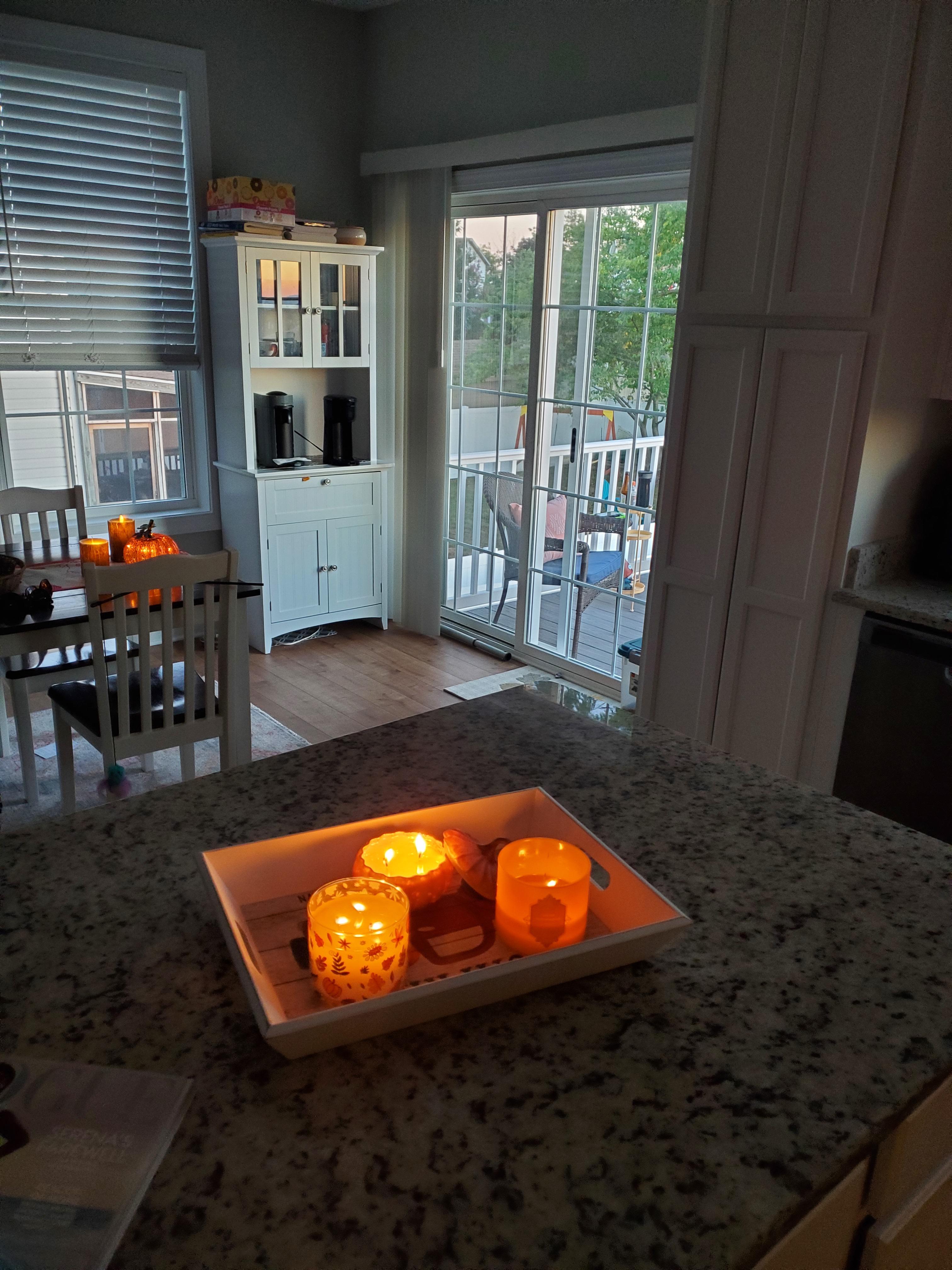 Salted Butterscotch with pumpkin spice background candles on September