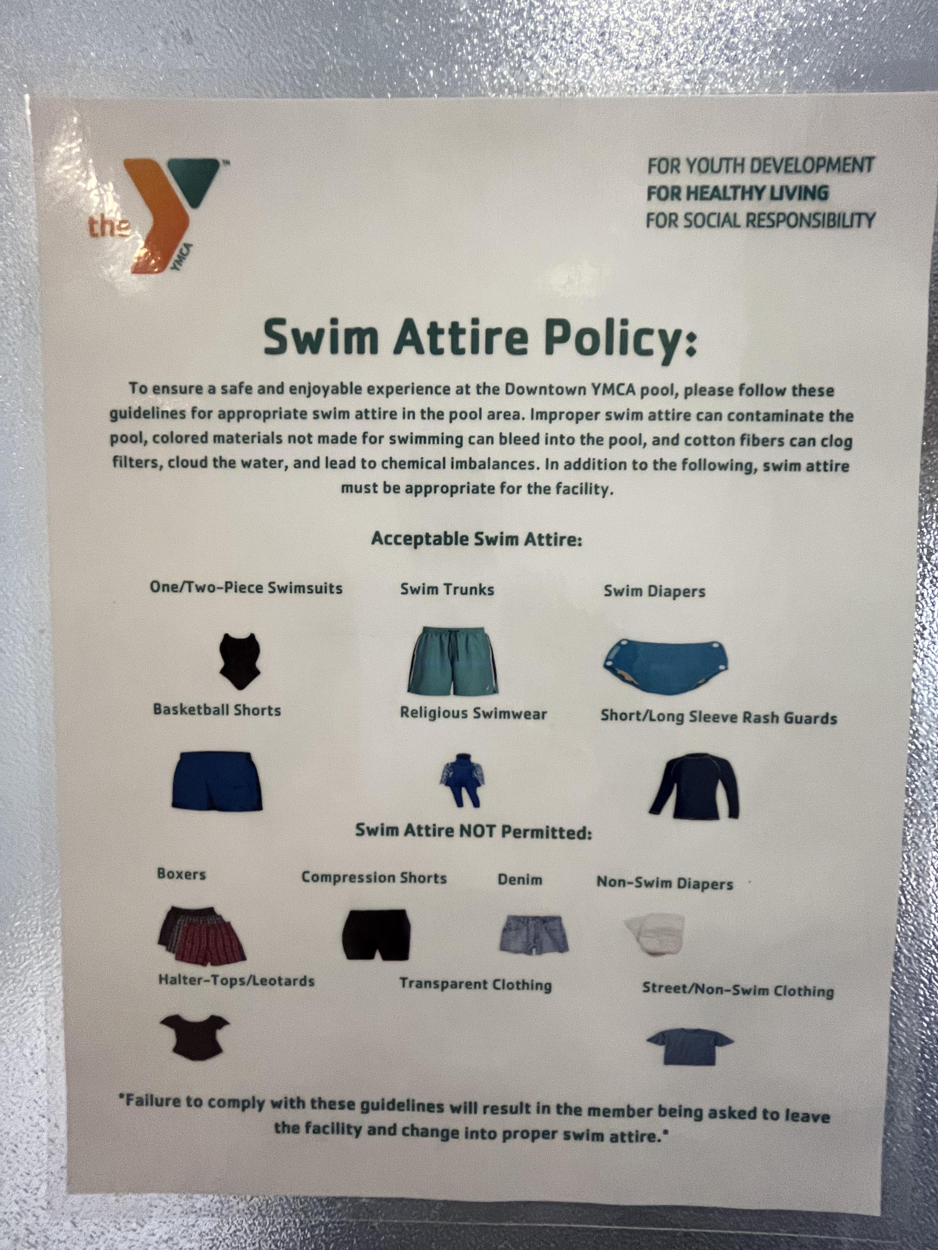 YMCA Dress code r/Swimming
