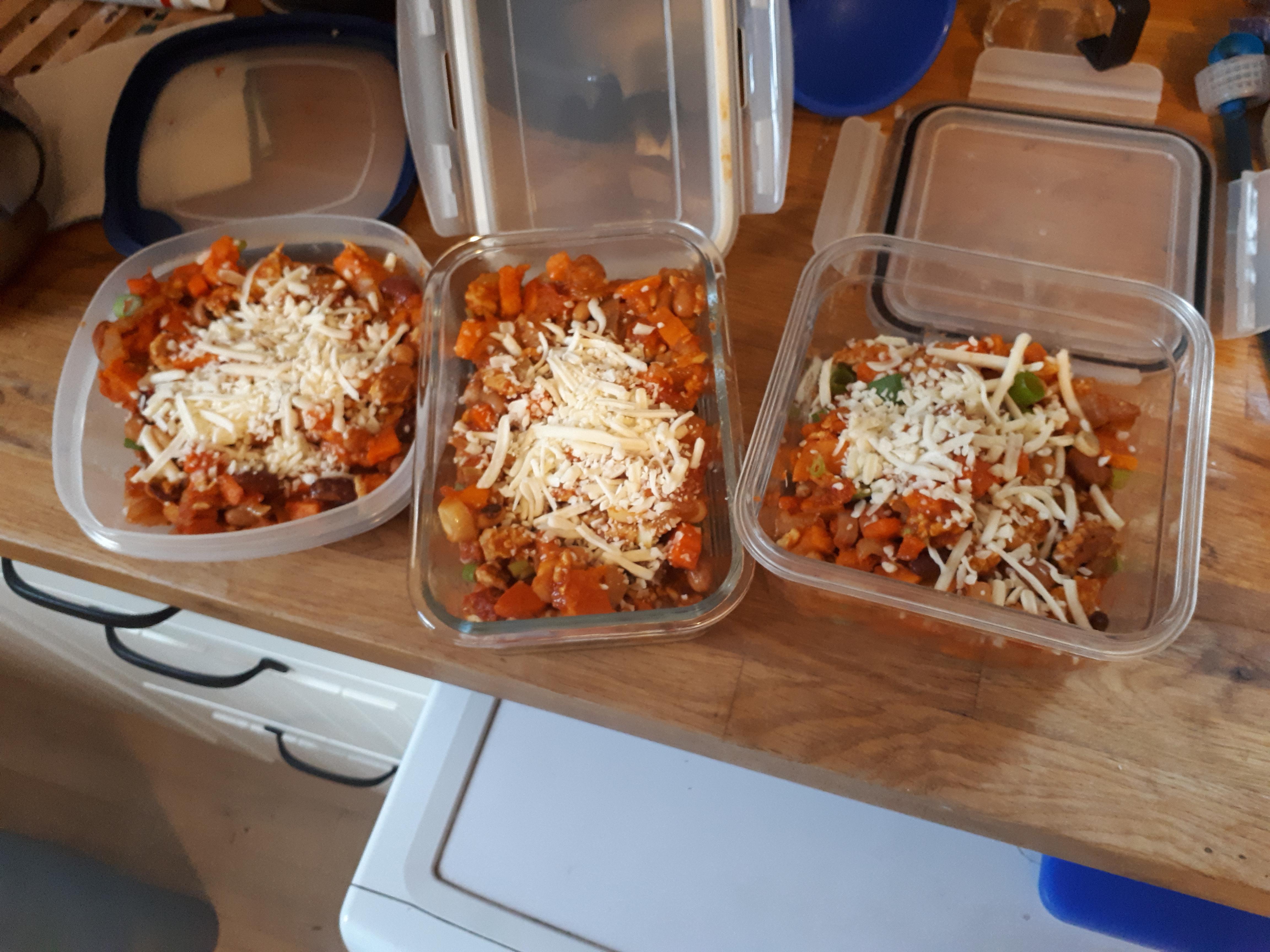 Ground chicken and sweet potato chili. Was supposed to take 15 minutes