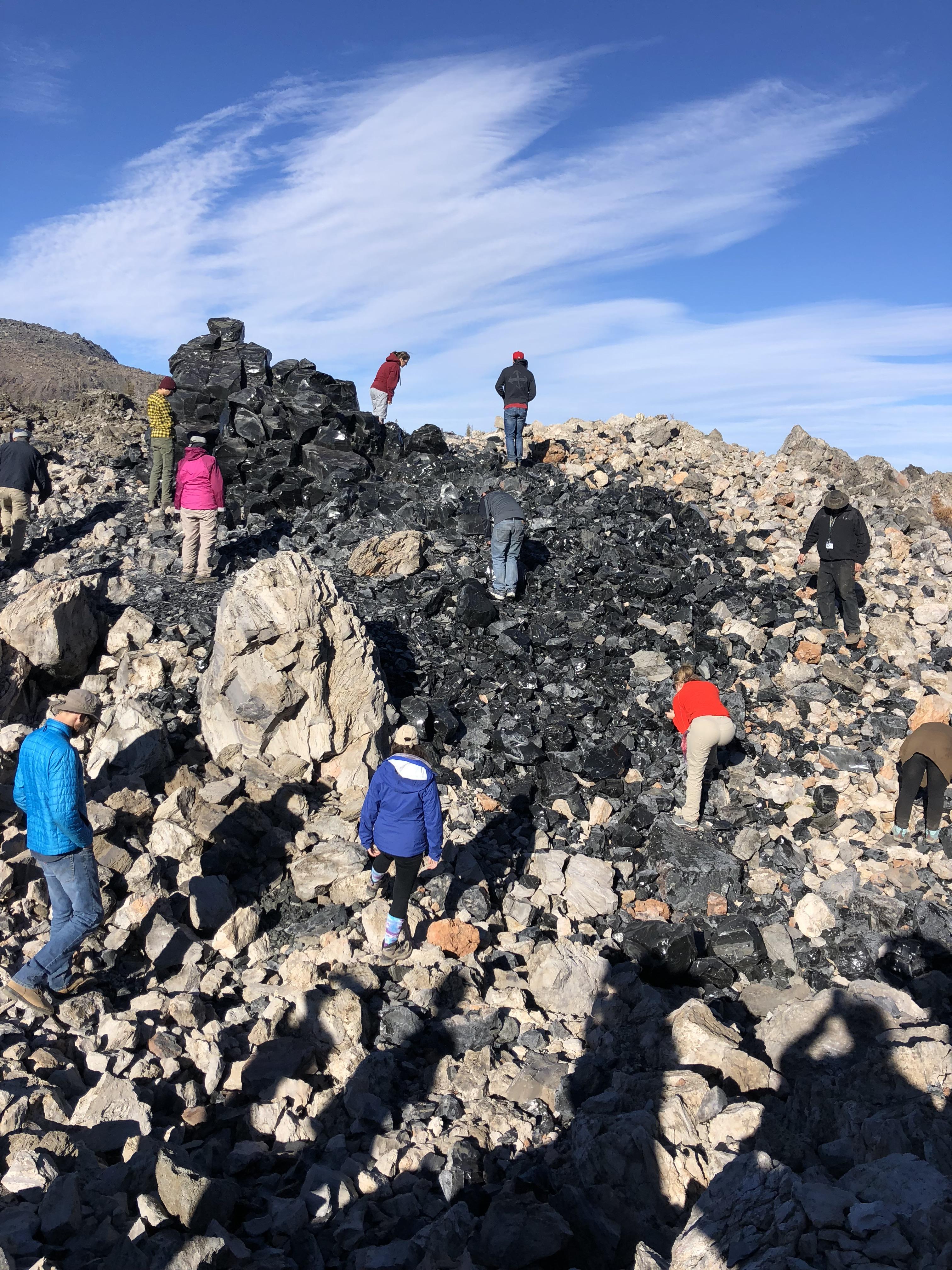 Obsidian outcrop Glass Mountain, located in the Inyo National Forest