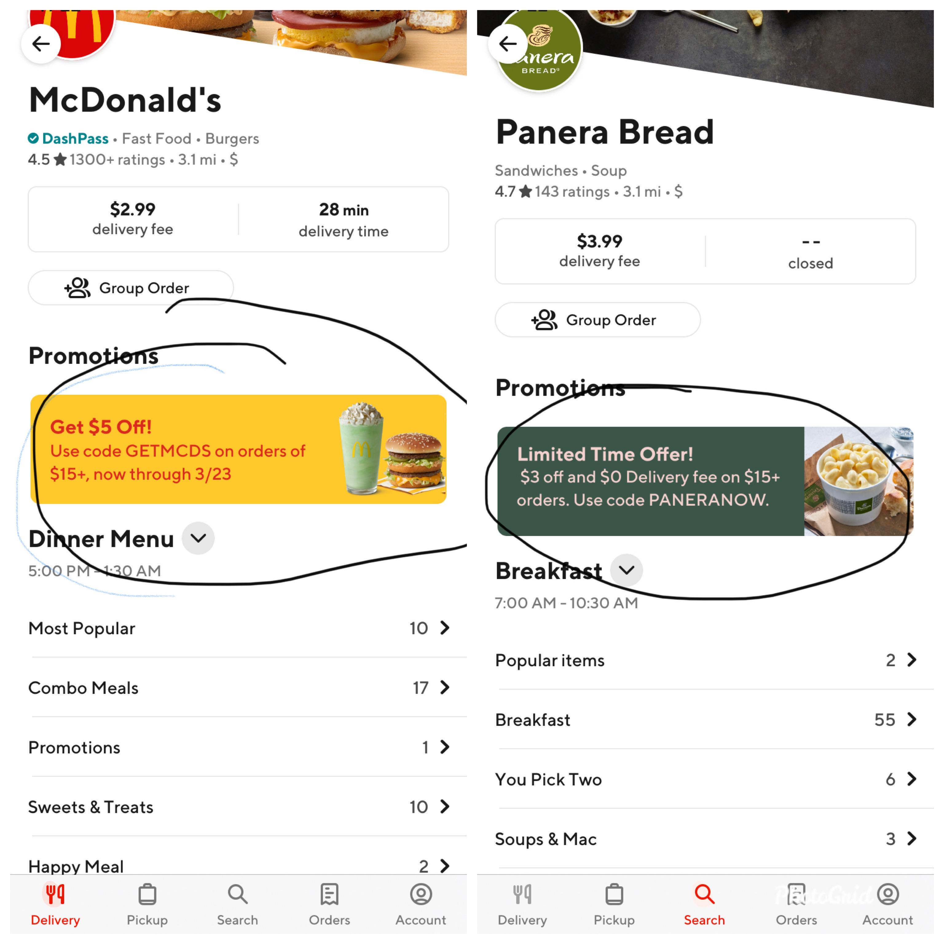 Don’t to place your McDonald’s and Panera orders r/doordash