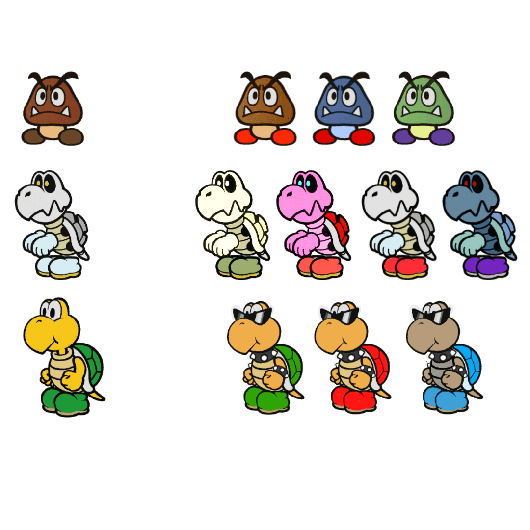I Recolored the Color Splash Sprites to Look Like the Different TTYD