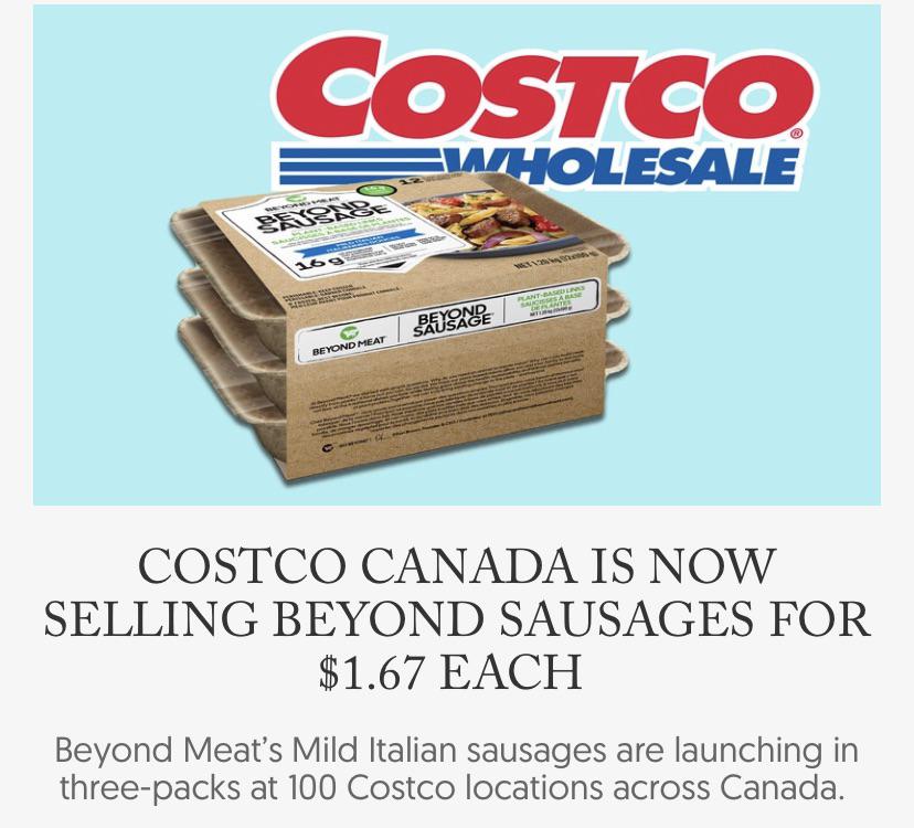 Found Beyond Meat Mild Italian Sausages at Winterburn Costco r/yegvegan