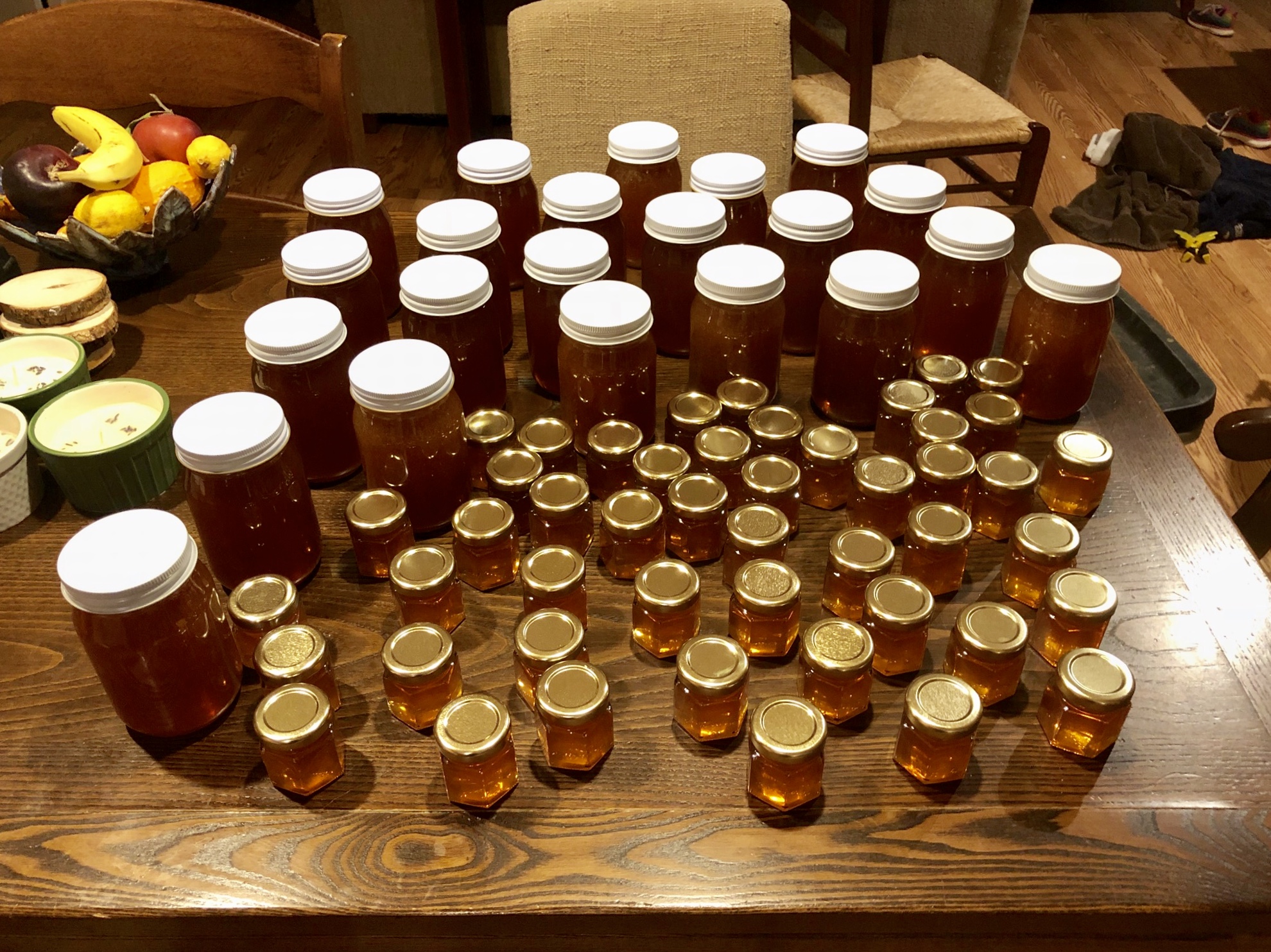 Our fall honey harvest from four hives in the high desert of New Mexico