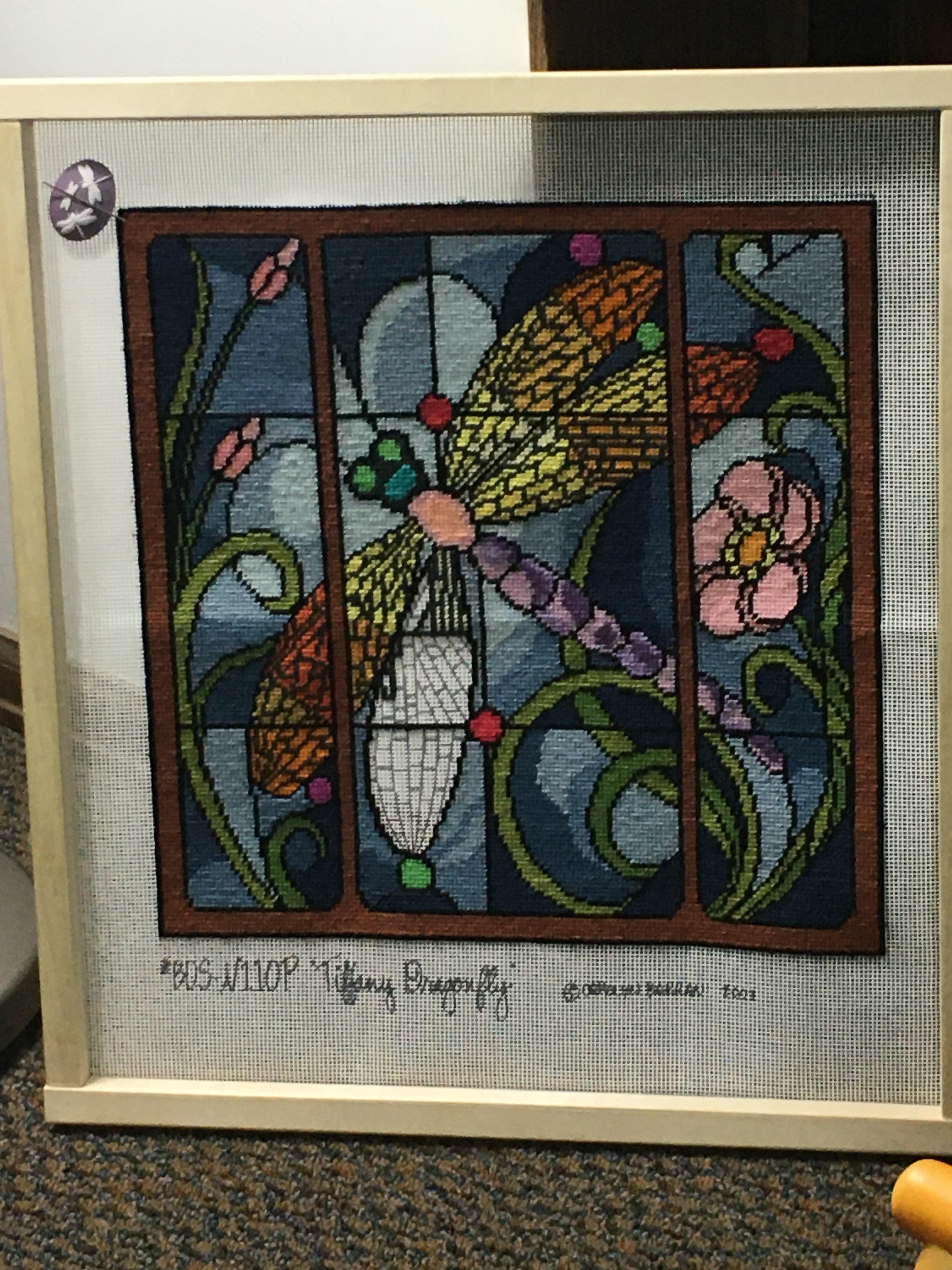 Tiffany Dragonfly by Tapis Tree. Waiting on charcoal yarn to finish