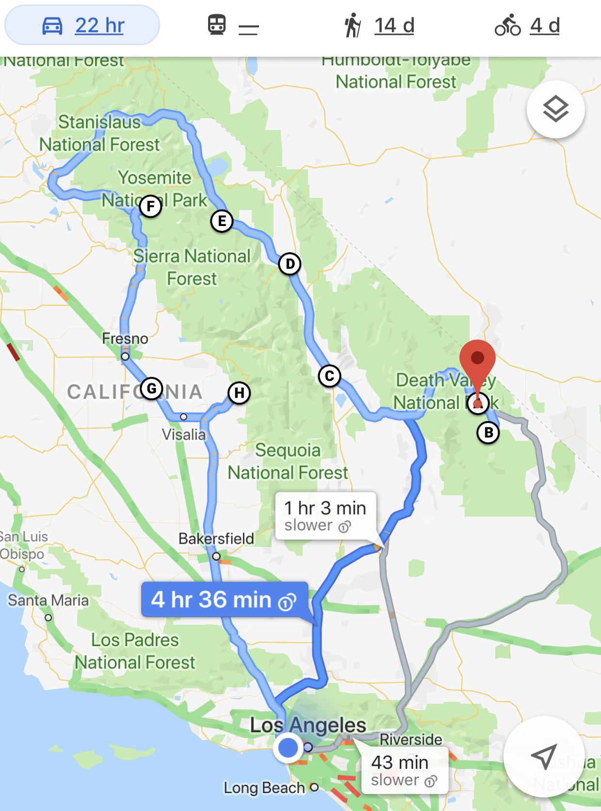 Planning a ROAD TRIP to starting from Los Angeles to Death Valley