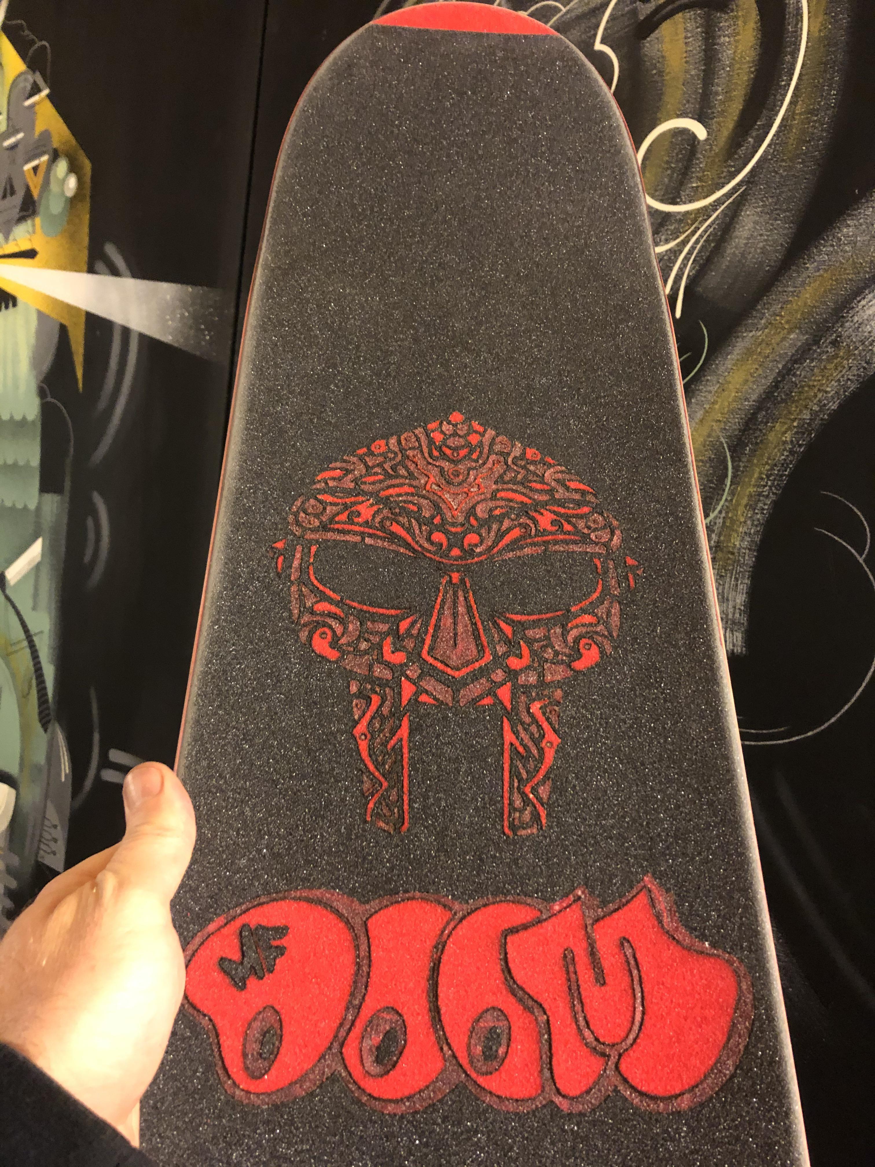 I laser cut MF DOOM grip tape for my new skateboard. r/mfdoom
