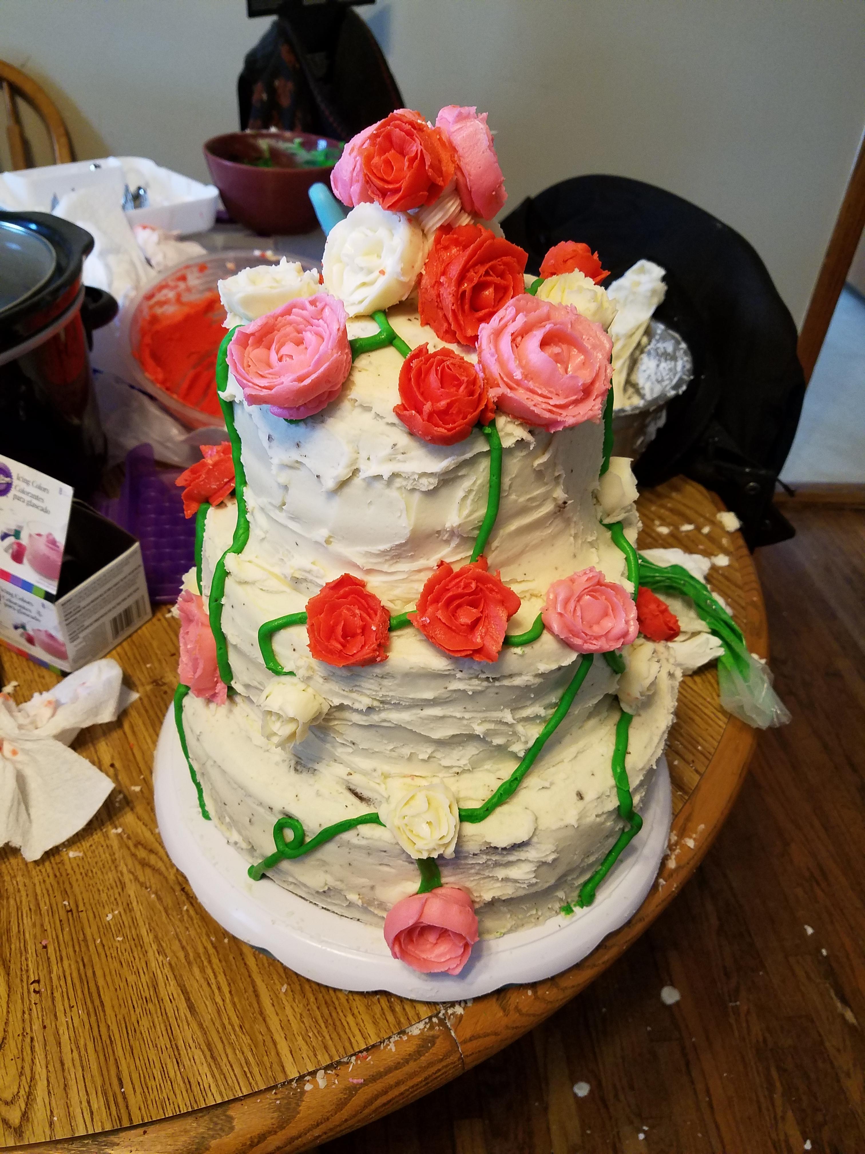 First time doing buttercream flowers. r/Baking