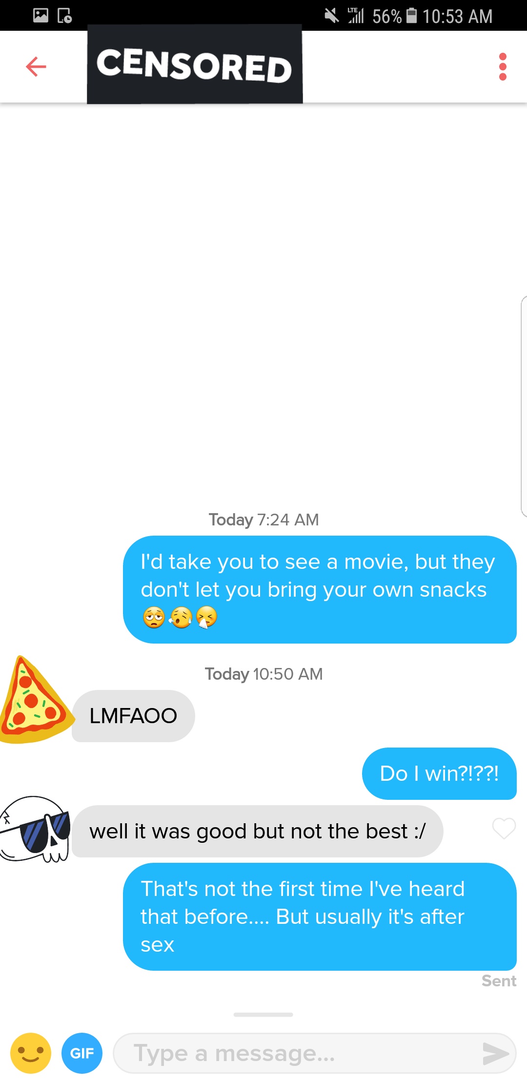 Her bio said "whoever sends me the best pickup line can