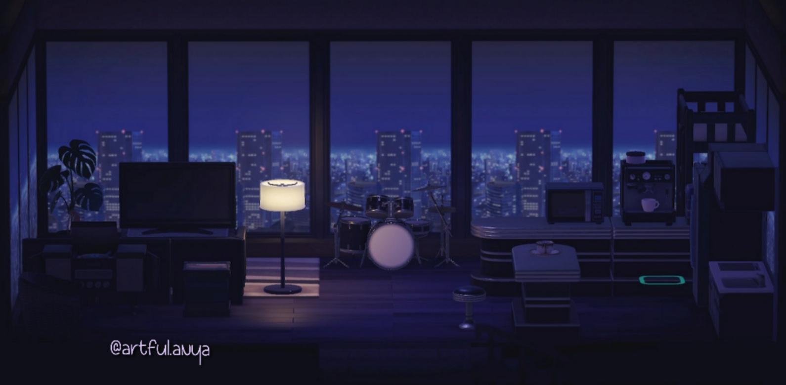 I recently got the Skyline Wallpaper and I love how it looks with the lights out. r/ac_newhorizons