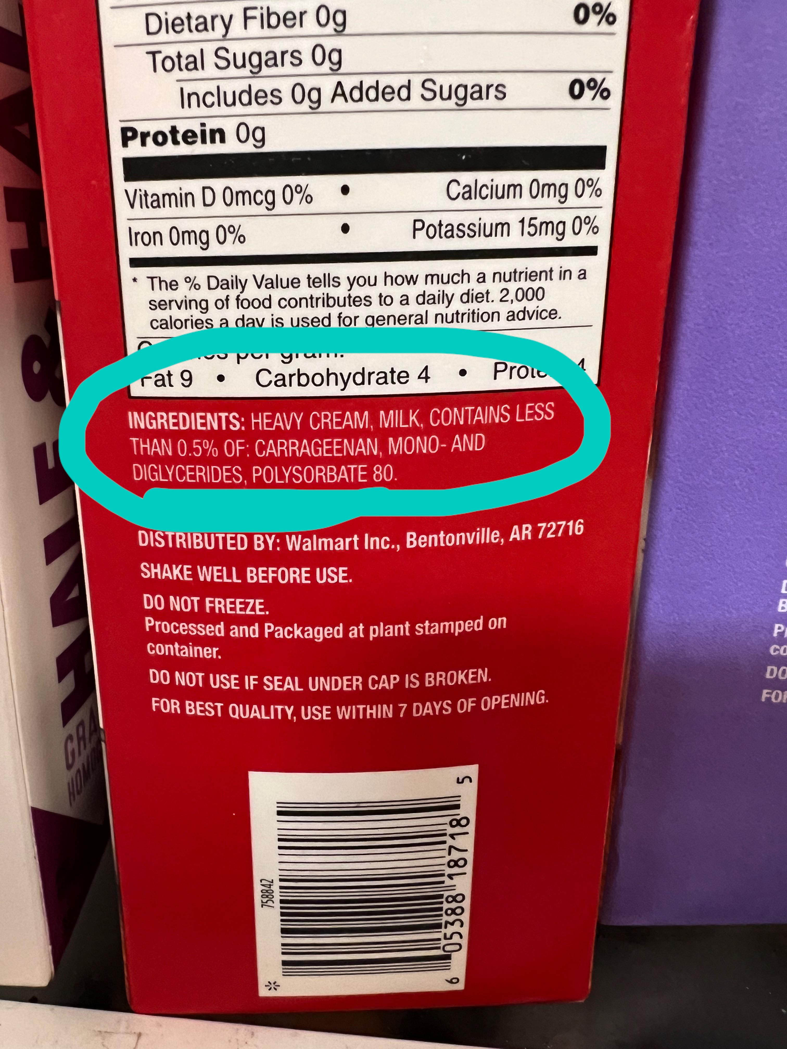 Heavy Whipping Cream Nutrition