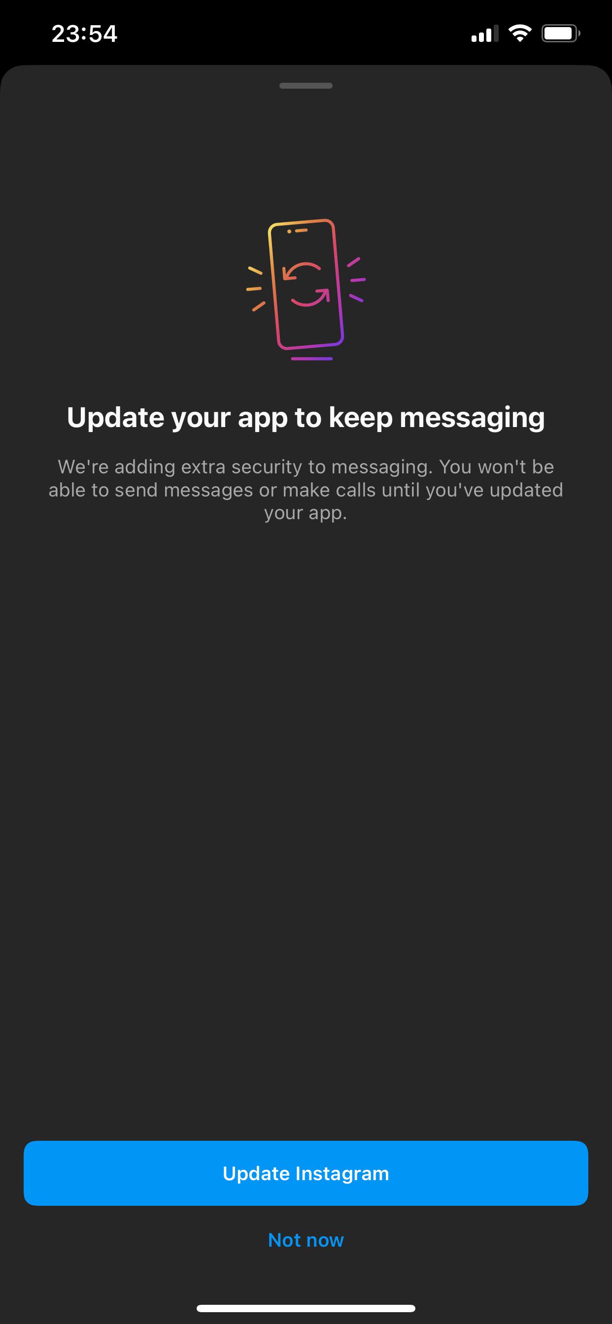 Insta won’t let me send messages unless update on iOS 14, any fix? r