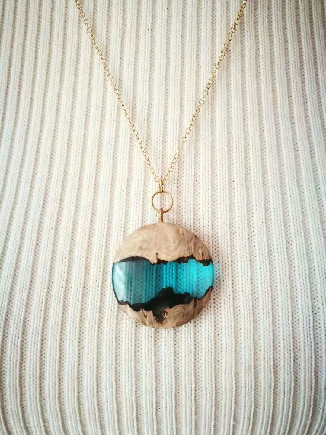Made the wood resin pendant r/jewelry