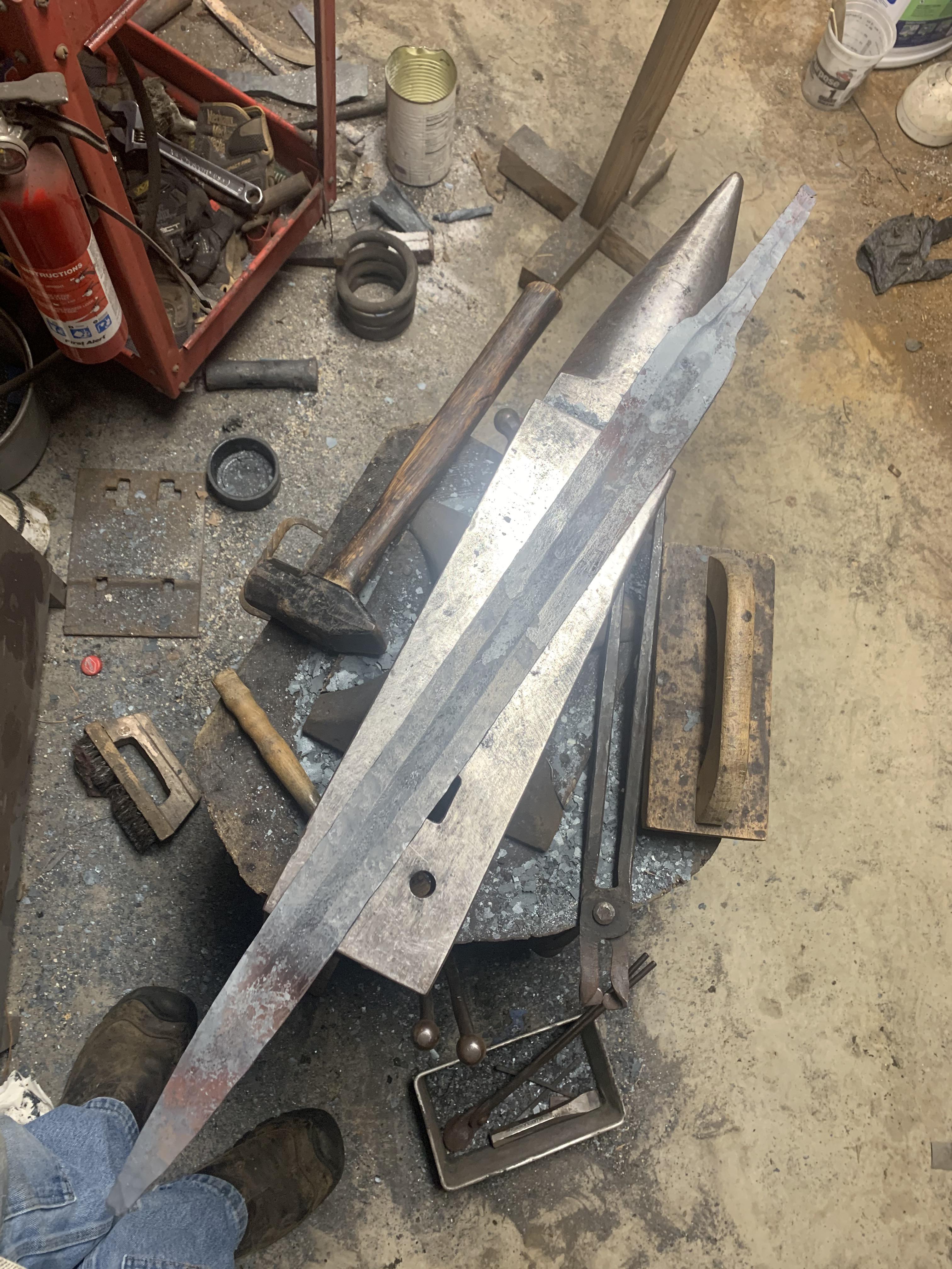 a Viking style sword. 5160 and 24” blade at the moment but it