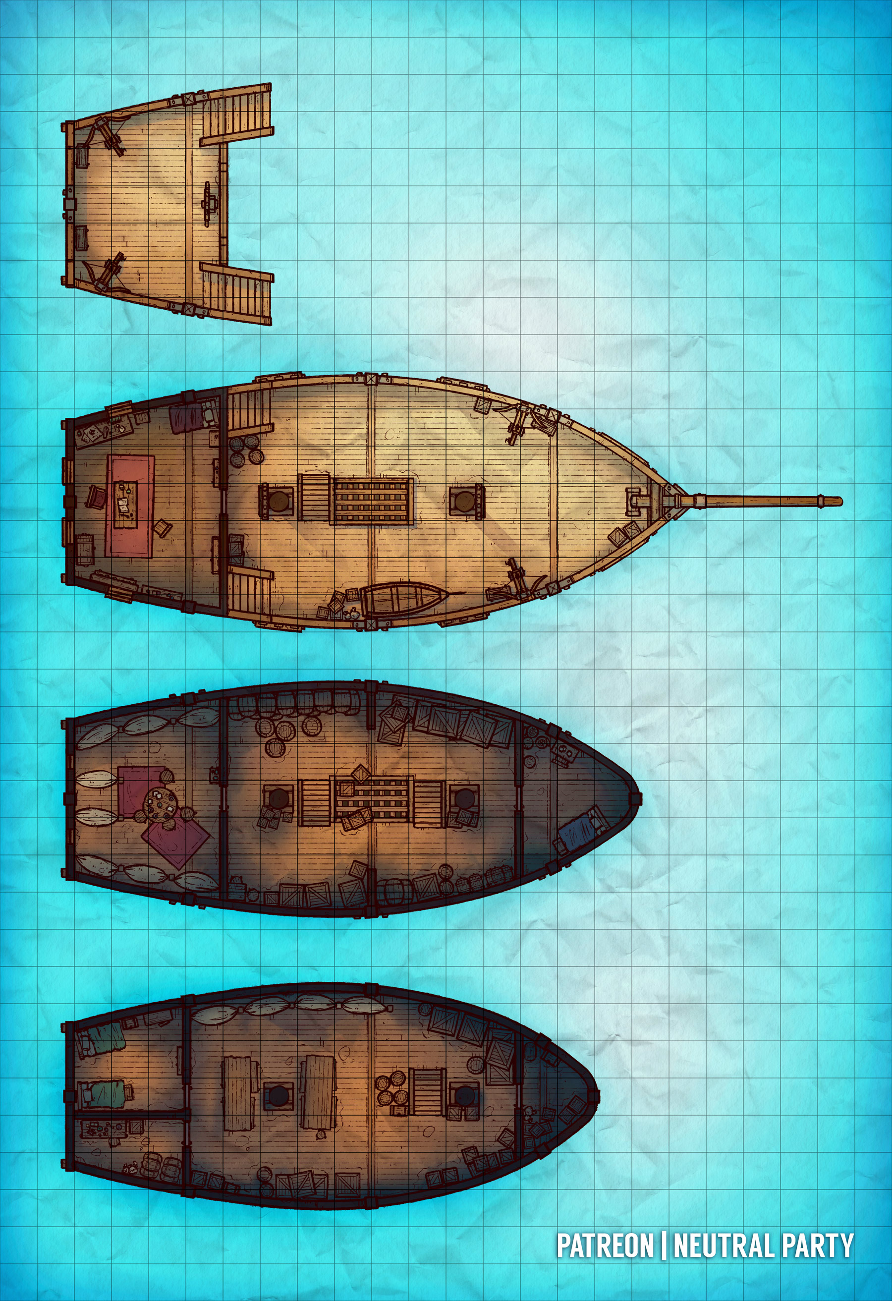 Sailing Ship Battlemap r/DungeonsAndDragons