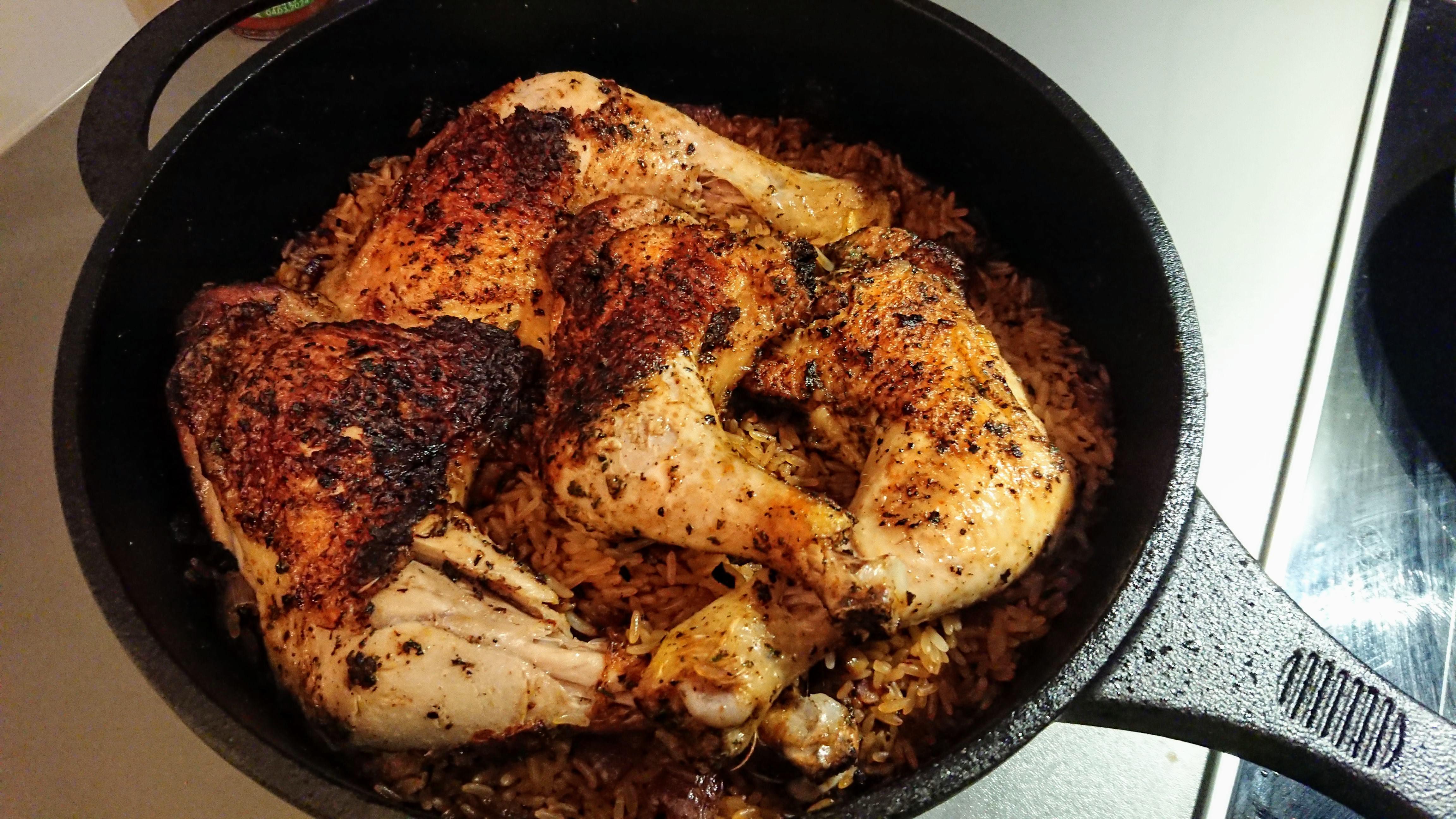 Paprika Chicken Rice, Made in a cast iron skillet r/FoodPorn