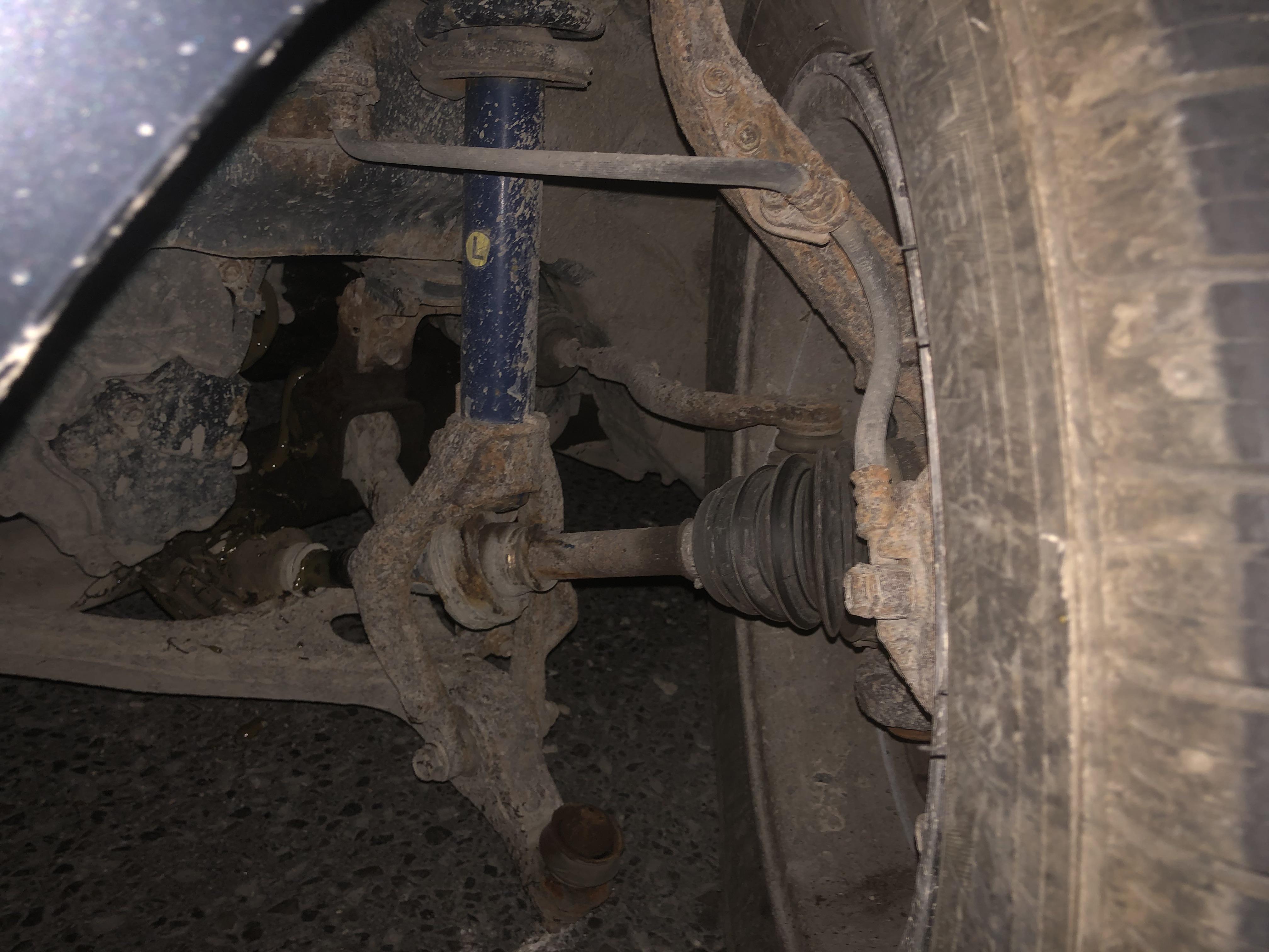 Ball joint fell off and the cv shaft fell out of the transmission r