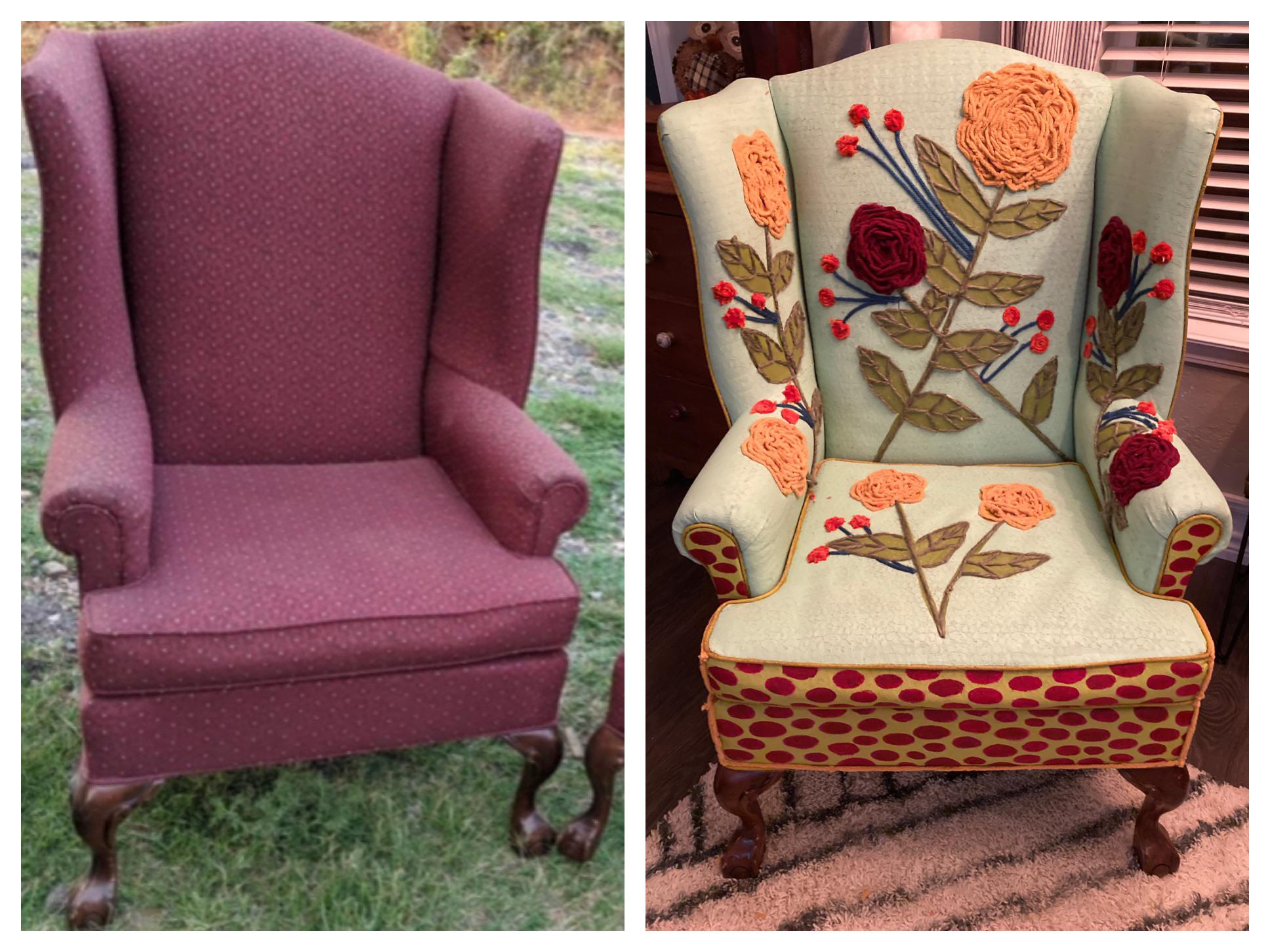 Just finished this today. Fabric was painted and then I embroidered it