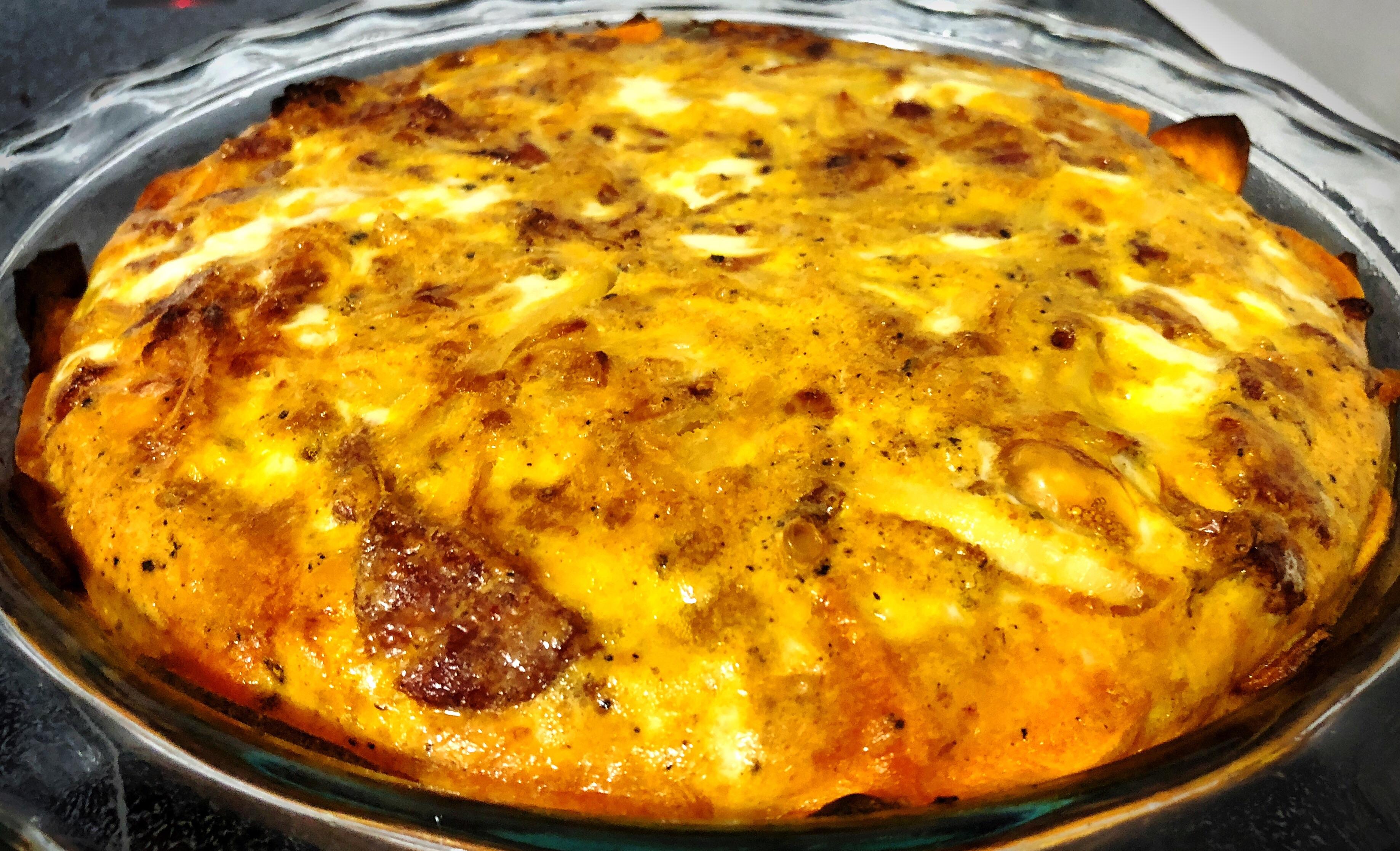 [food pic] Chorizo sausage sweet potato frittata with caramelized onion