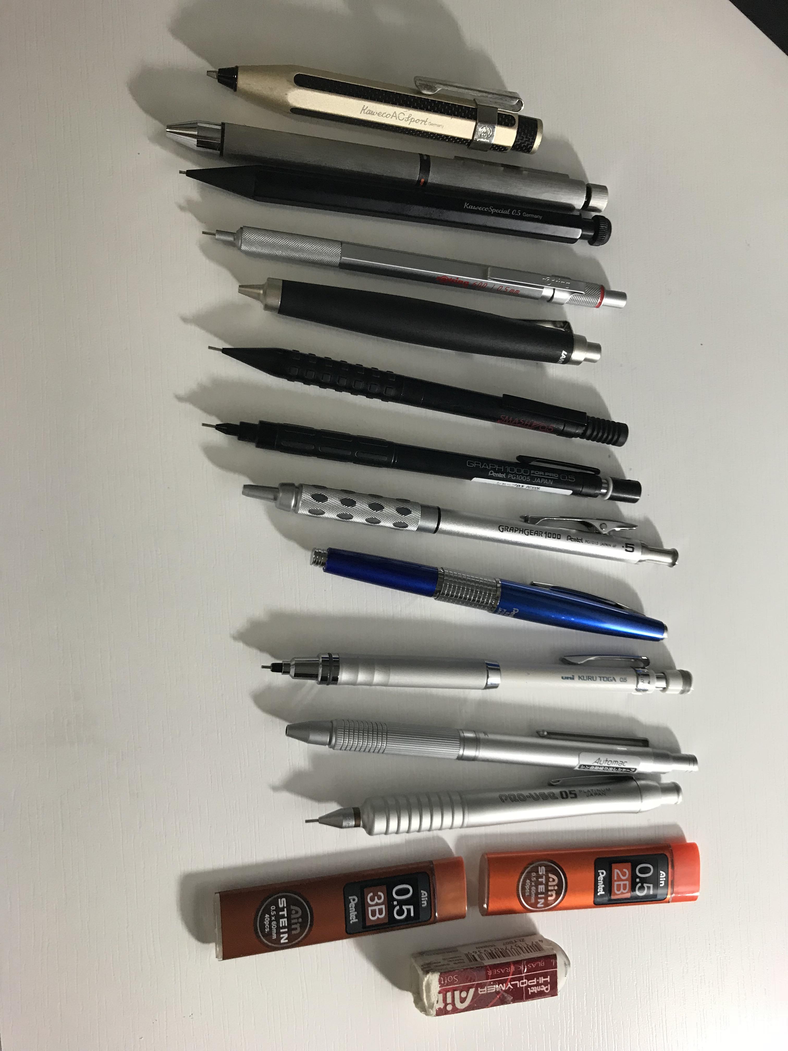 Which pencil,lead,eraser should i try next? r/mechanicalpencils