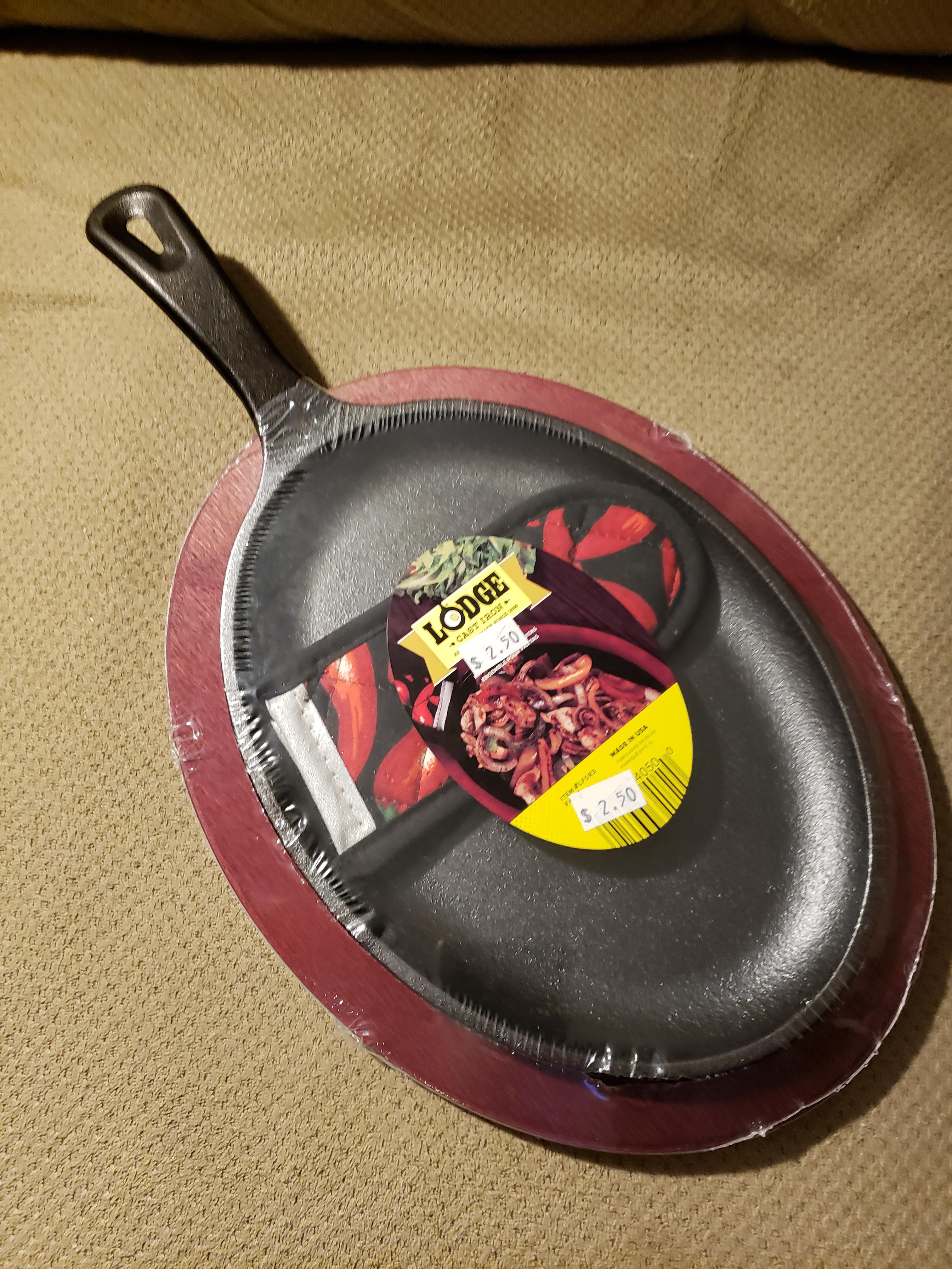 Brand new Lodge cast iron fajita set for 2.50! It's about 27 at
