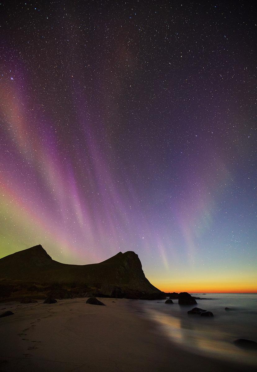Rainbow in the dark. Or northern lights during long exposure in