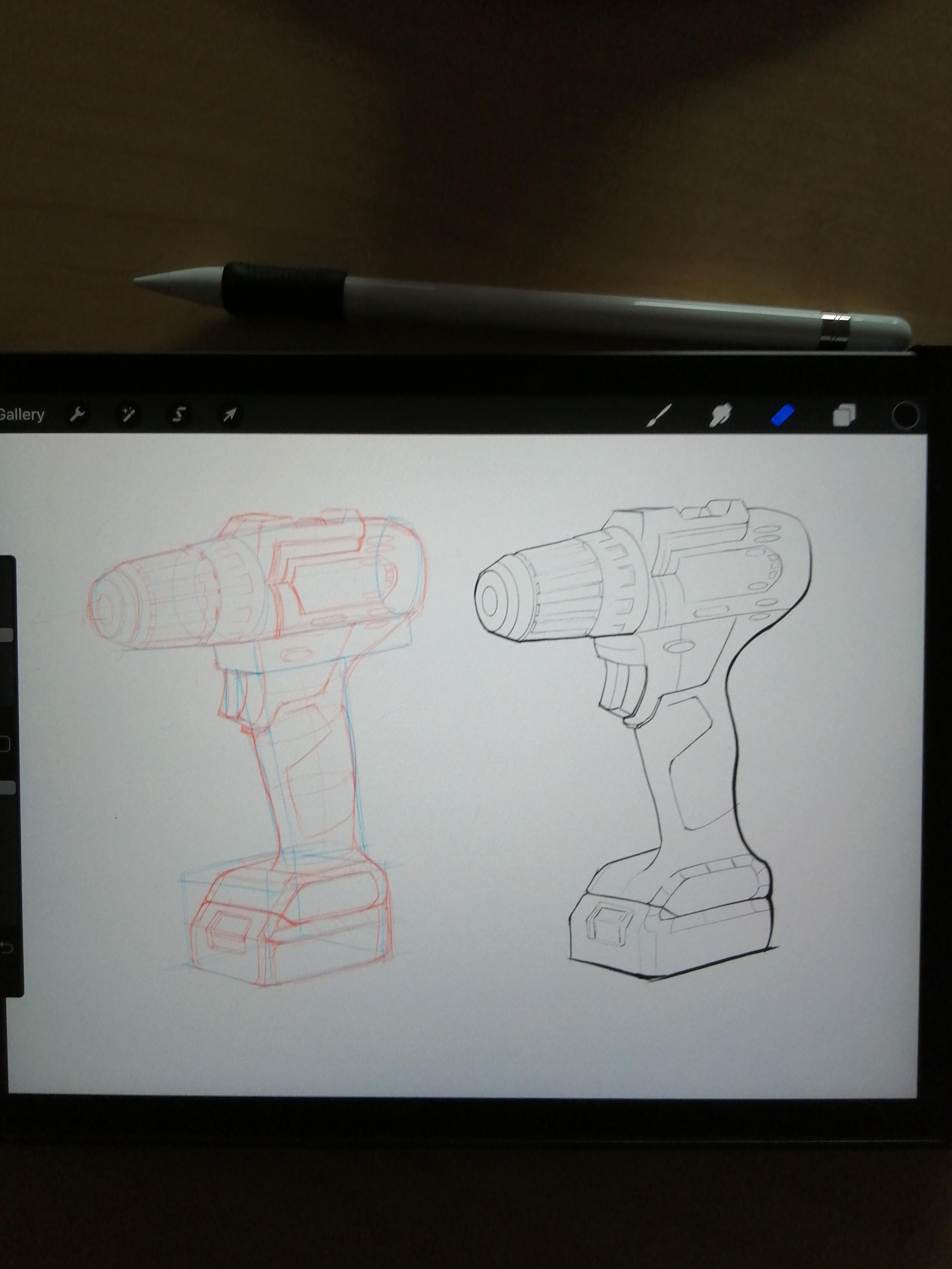 My makita drill drawing v2, some progress r/IndustrialDesign