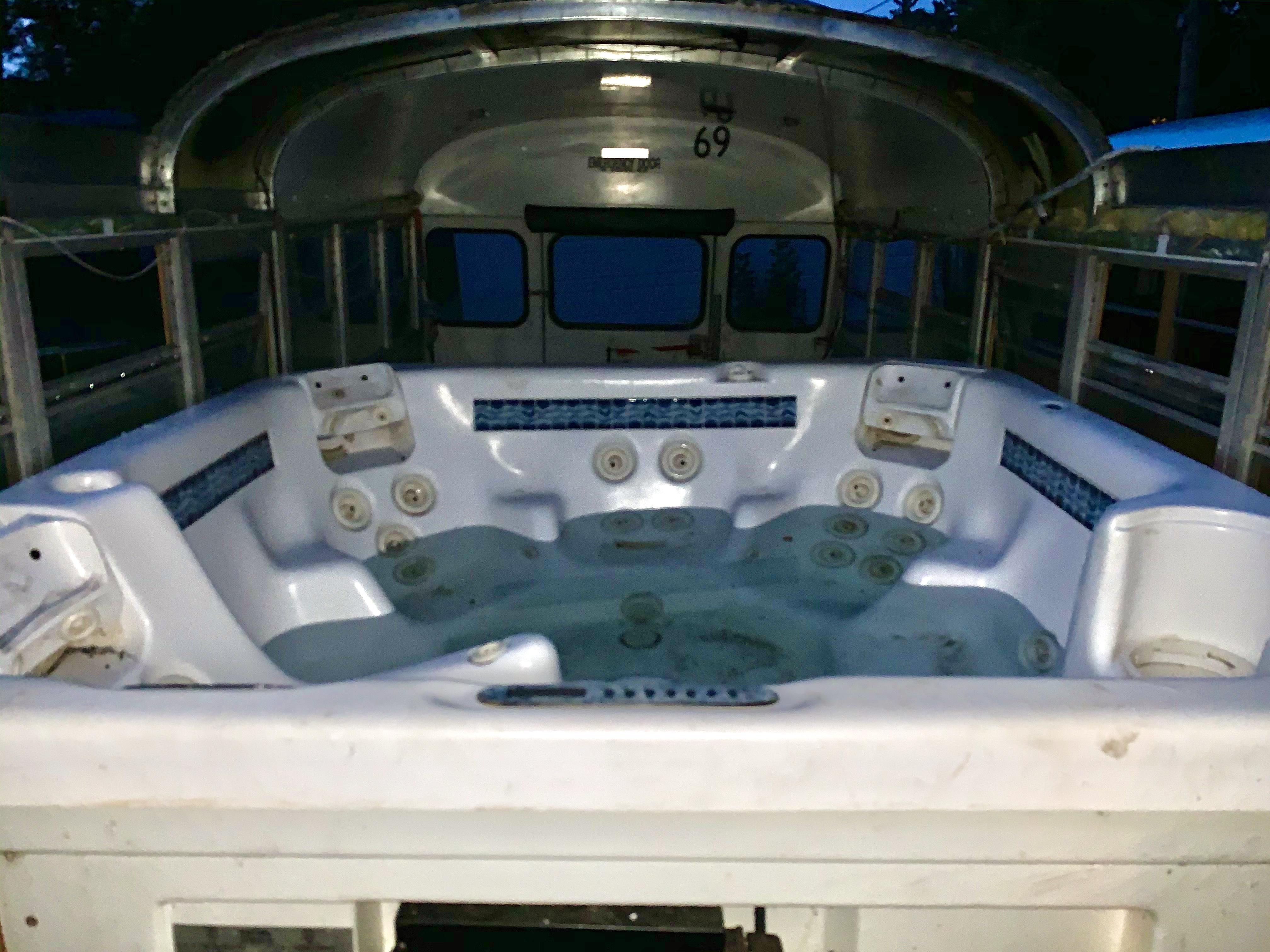 Jacuzzi bus first time filling with water. r/skoolies